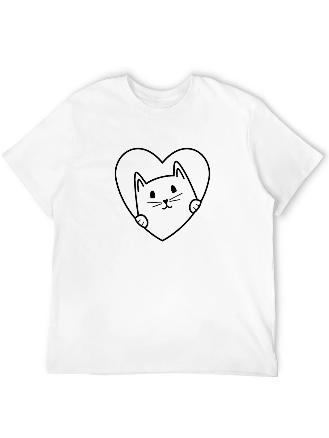 Heart Cat Graphic Tee - Black