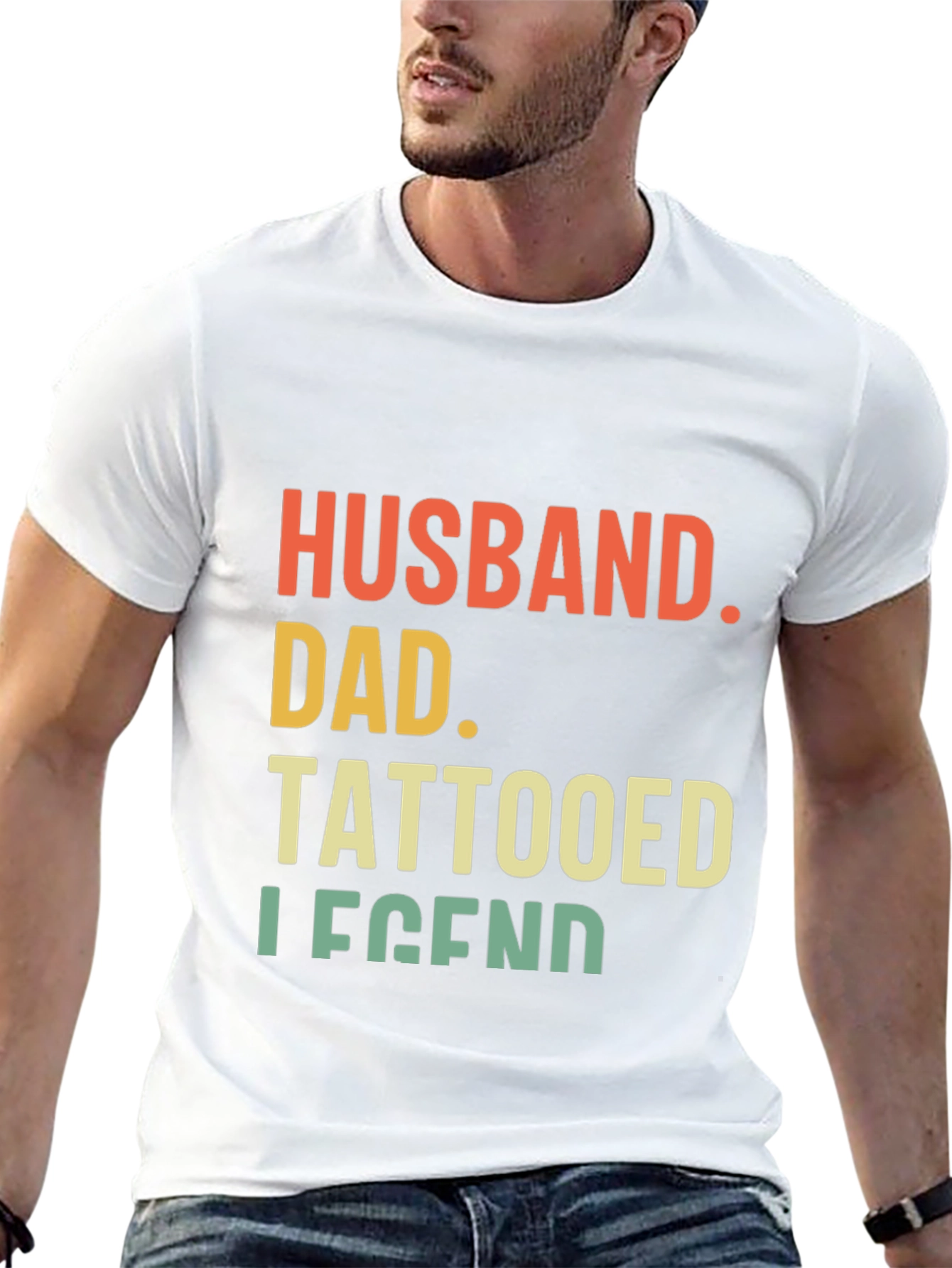 Husband Dad Tattooed Legend Graphic Tee - Black