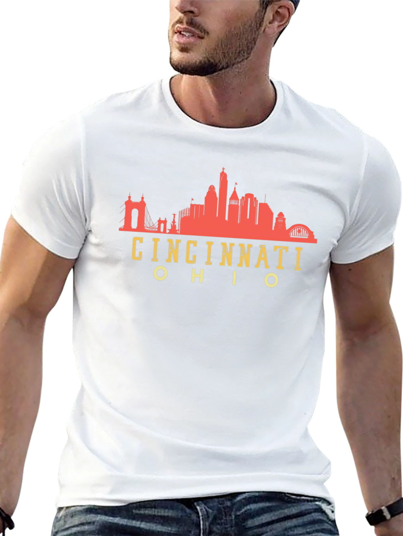 Cincinnati Ohio Skyline Black T-Shirt