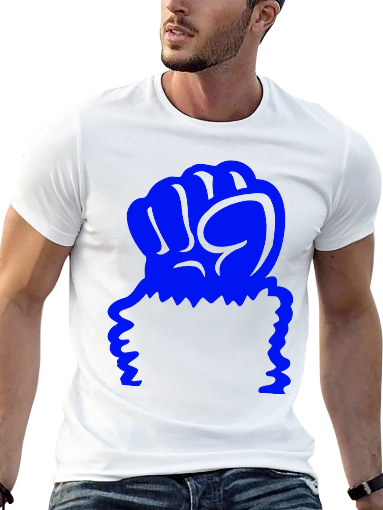 Graphic Tee - Blue Fist on Black Shirt