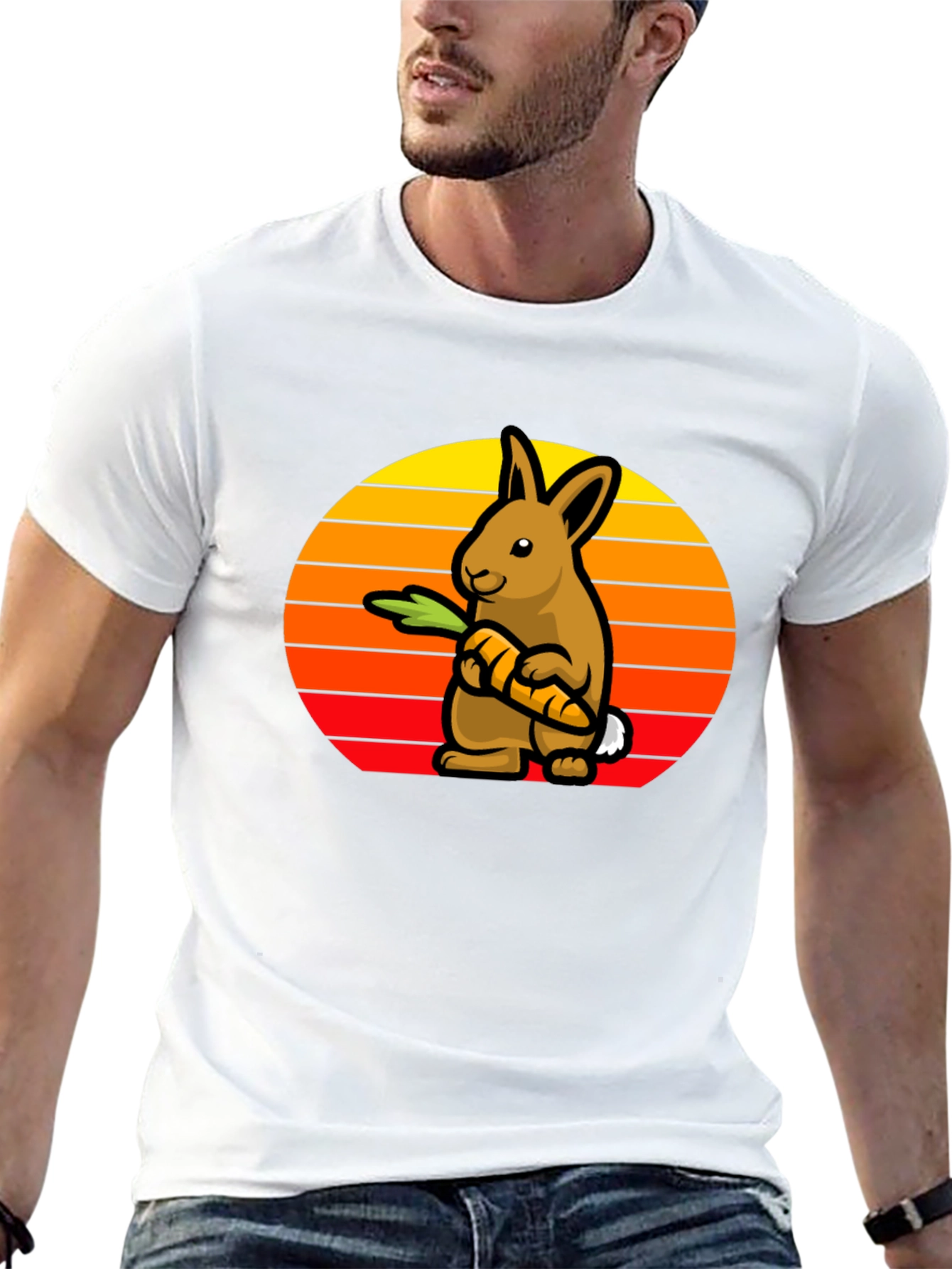 Rabbit Holding Carrot Graphic T-Shirt