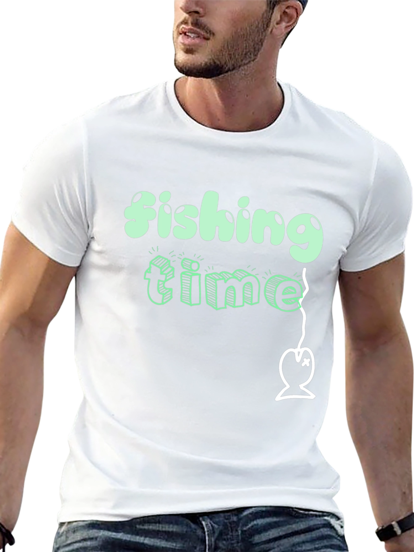 Fishing Time Graphic Tee - Black