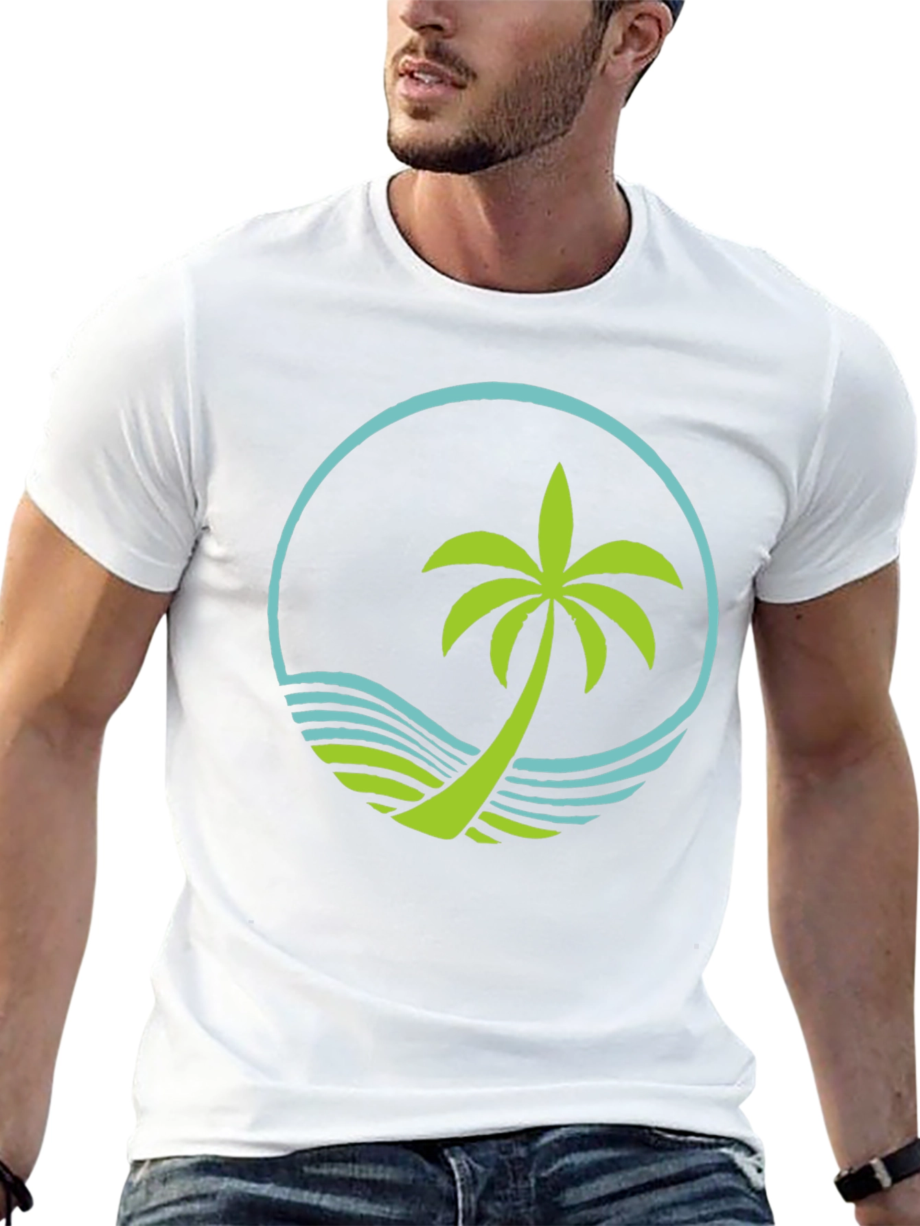 Tropical Palm Tree Graphic Tee - Black