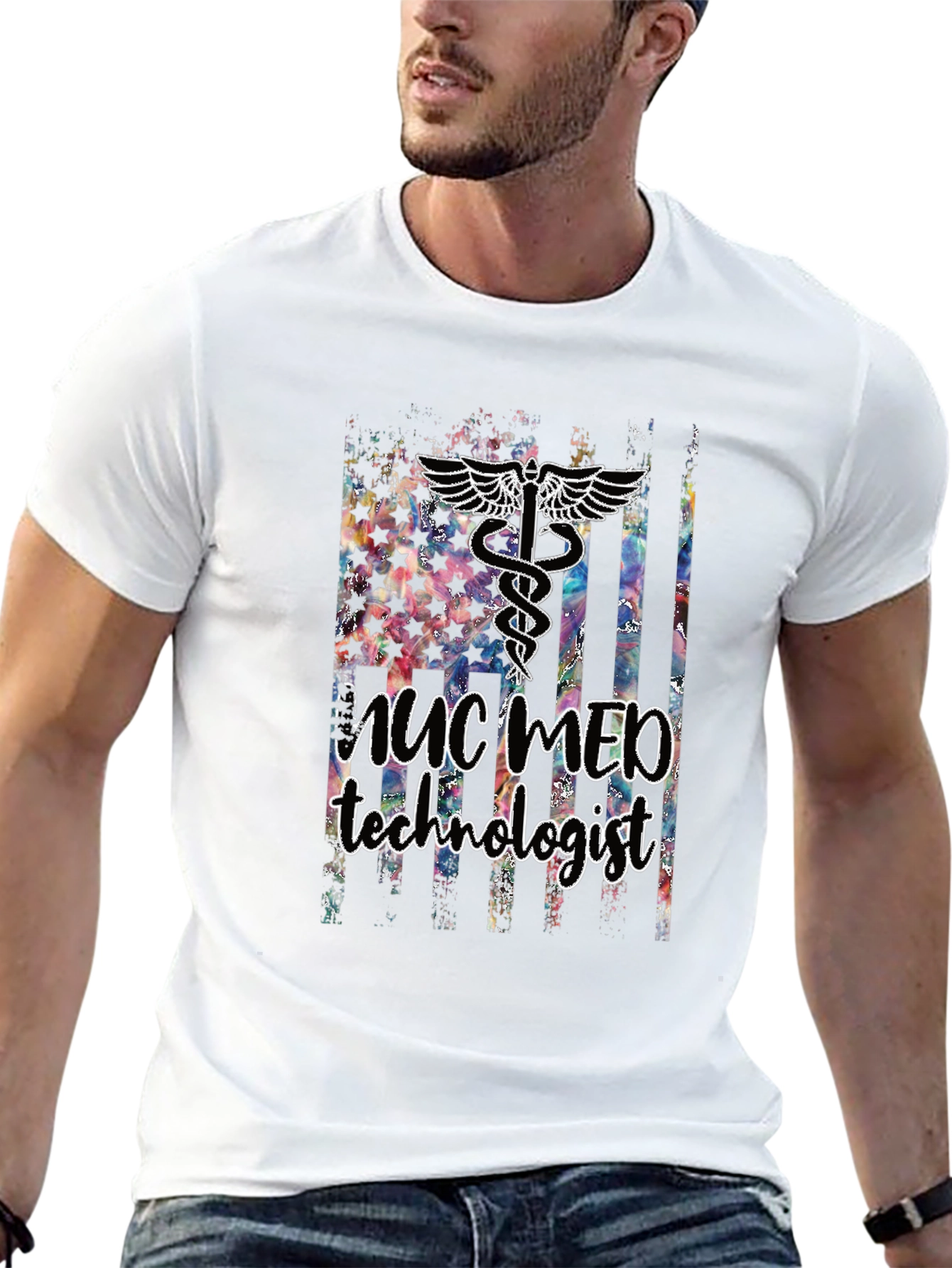 Nuclear Med Tech T-Shirt - American Flag Design