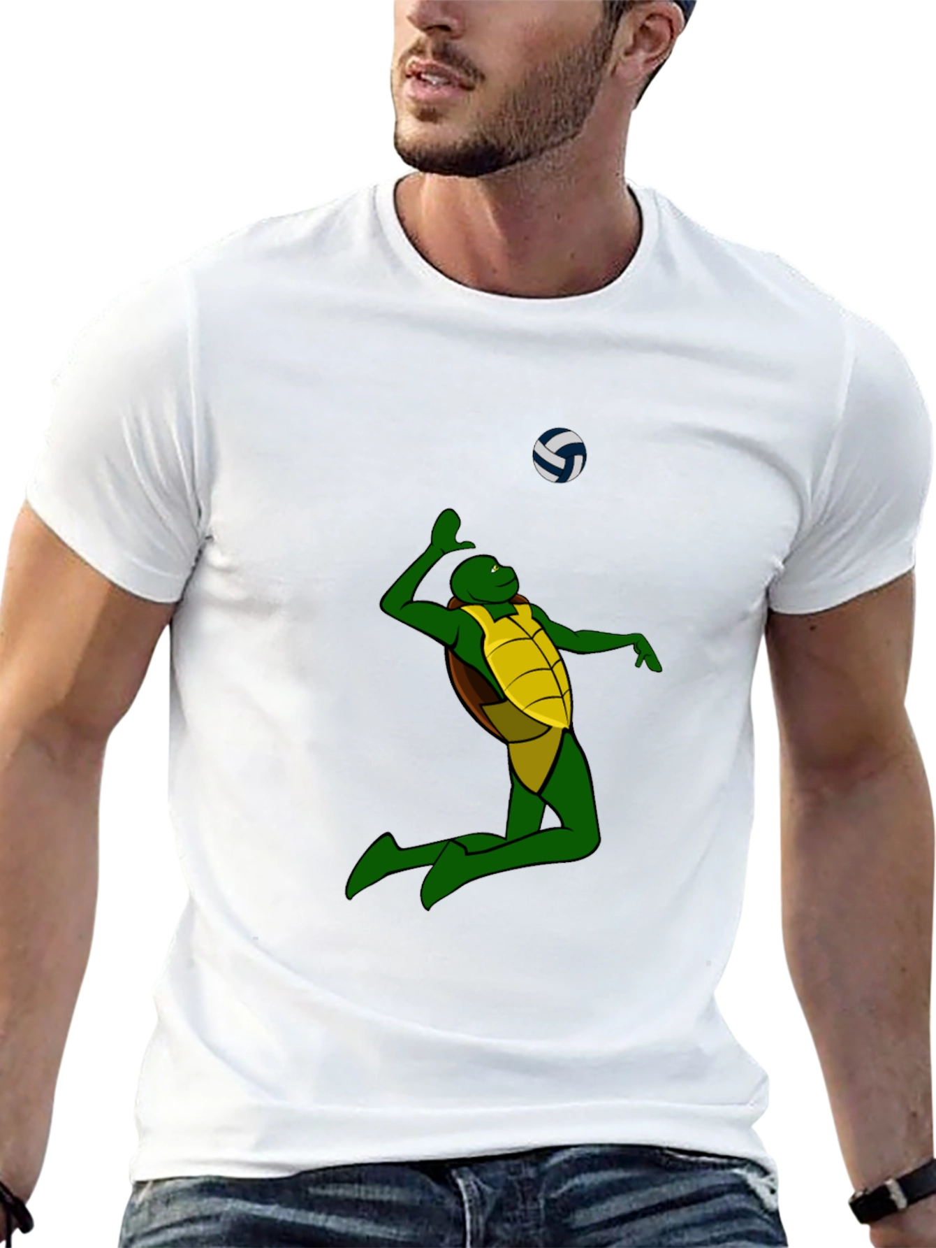 Turtle Volleyball Graphic T-Shirt - Black
