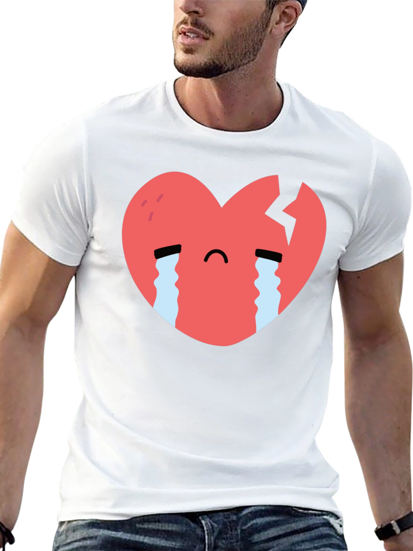 Sad Heart Graphic Black T-Shirt