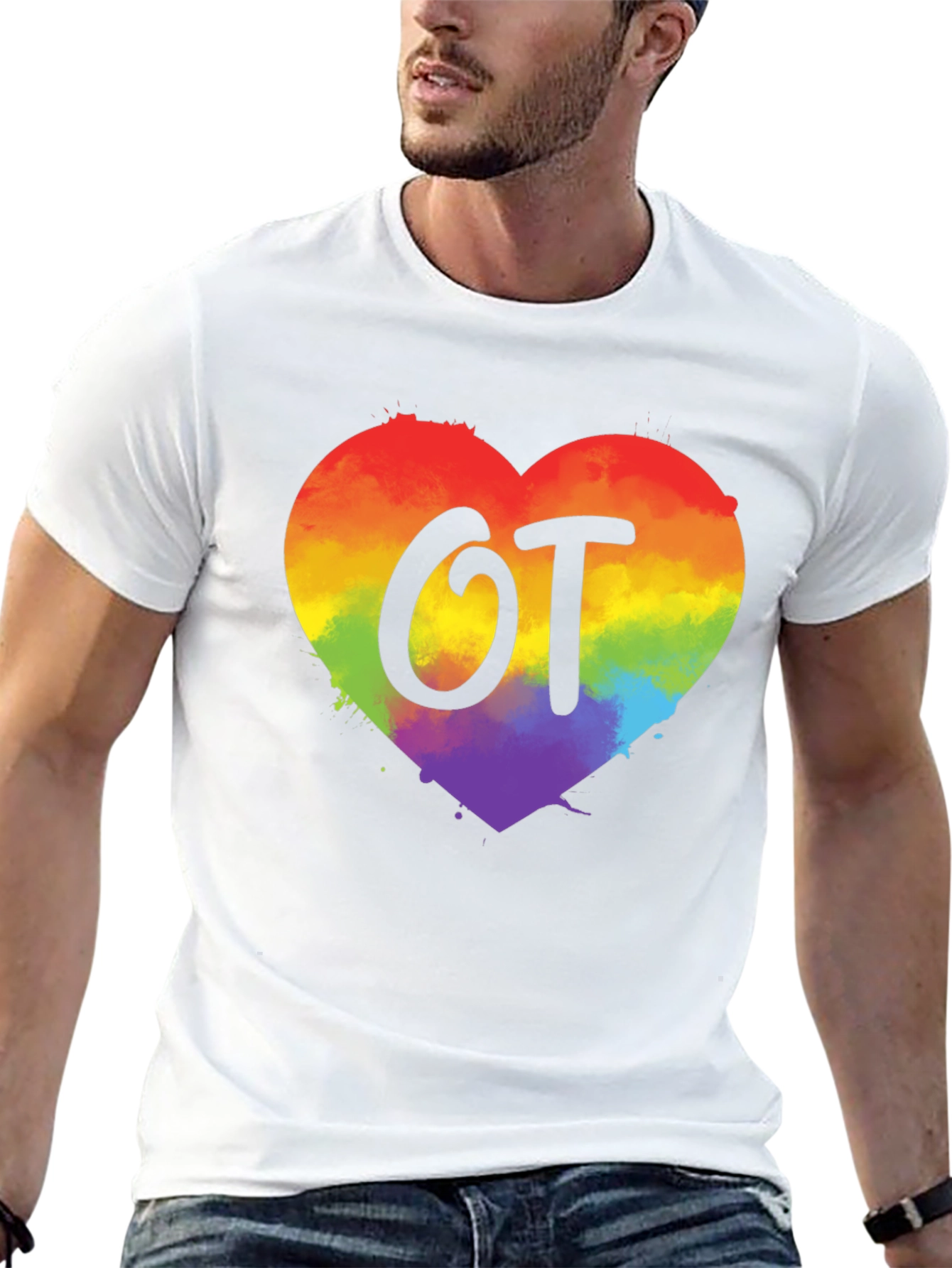OT Rainbow Heart T-Shirt Occupational Therapy Gift