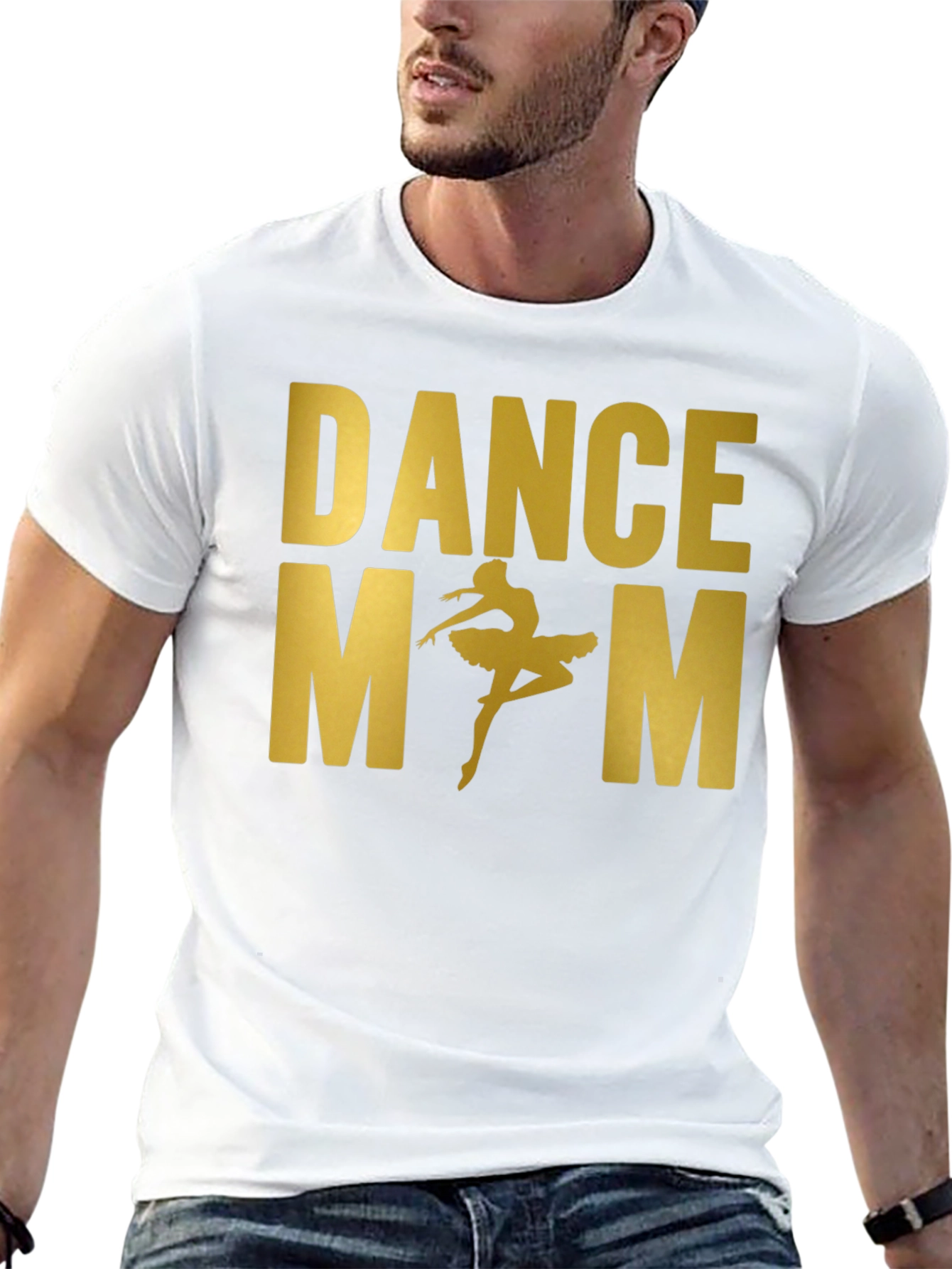 Dance Mom Tee - Gold Text Ballerina Black T-Shirt