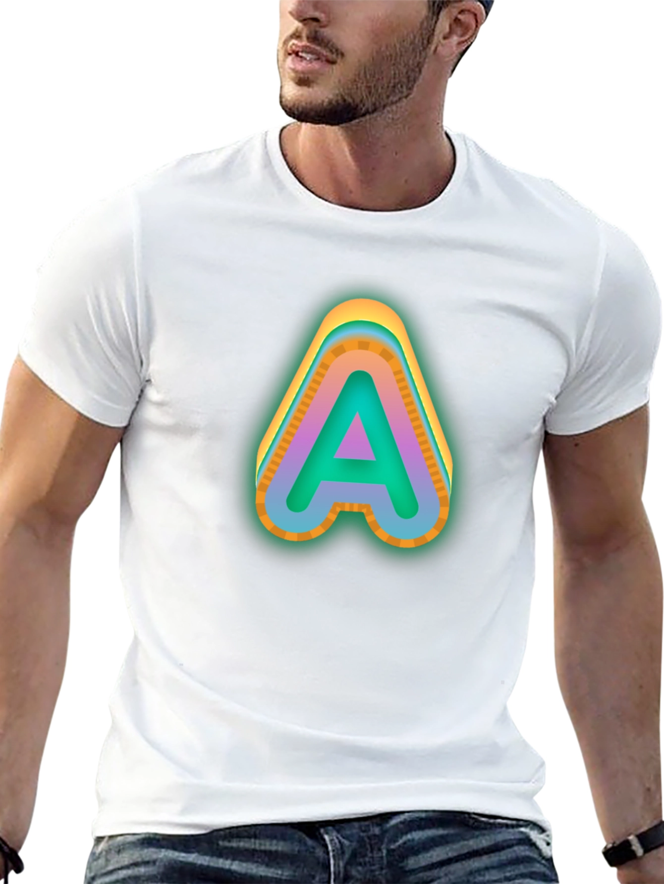 Letter A Graphic Tee - Neon Style T-Shirt