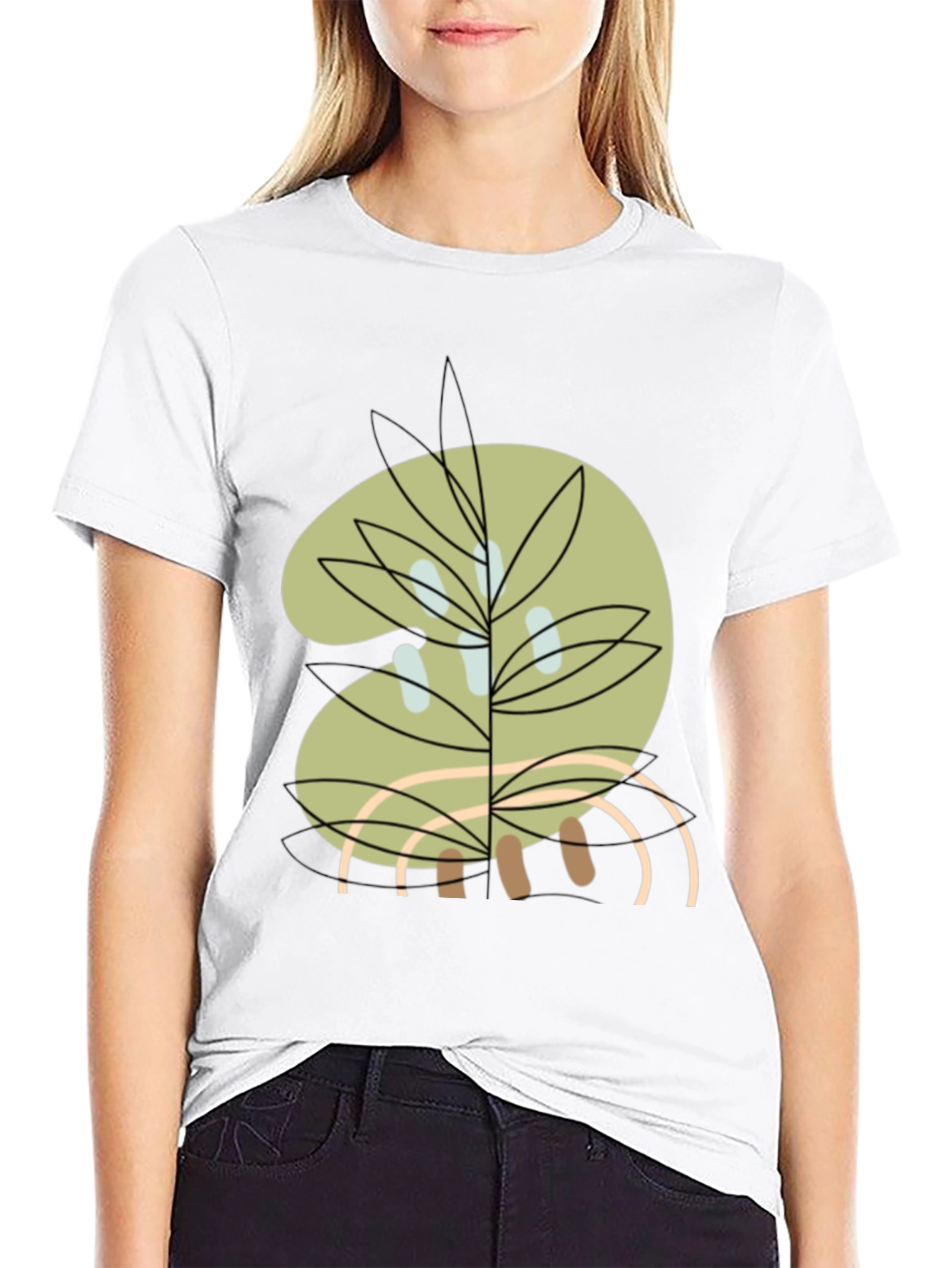 Abstract Botanical Graphic Tee - Black