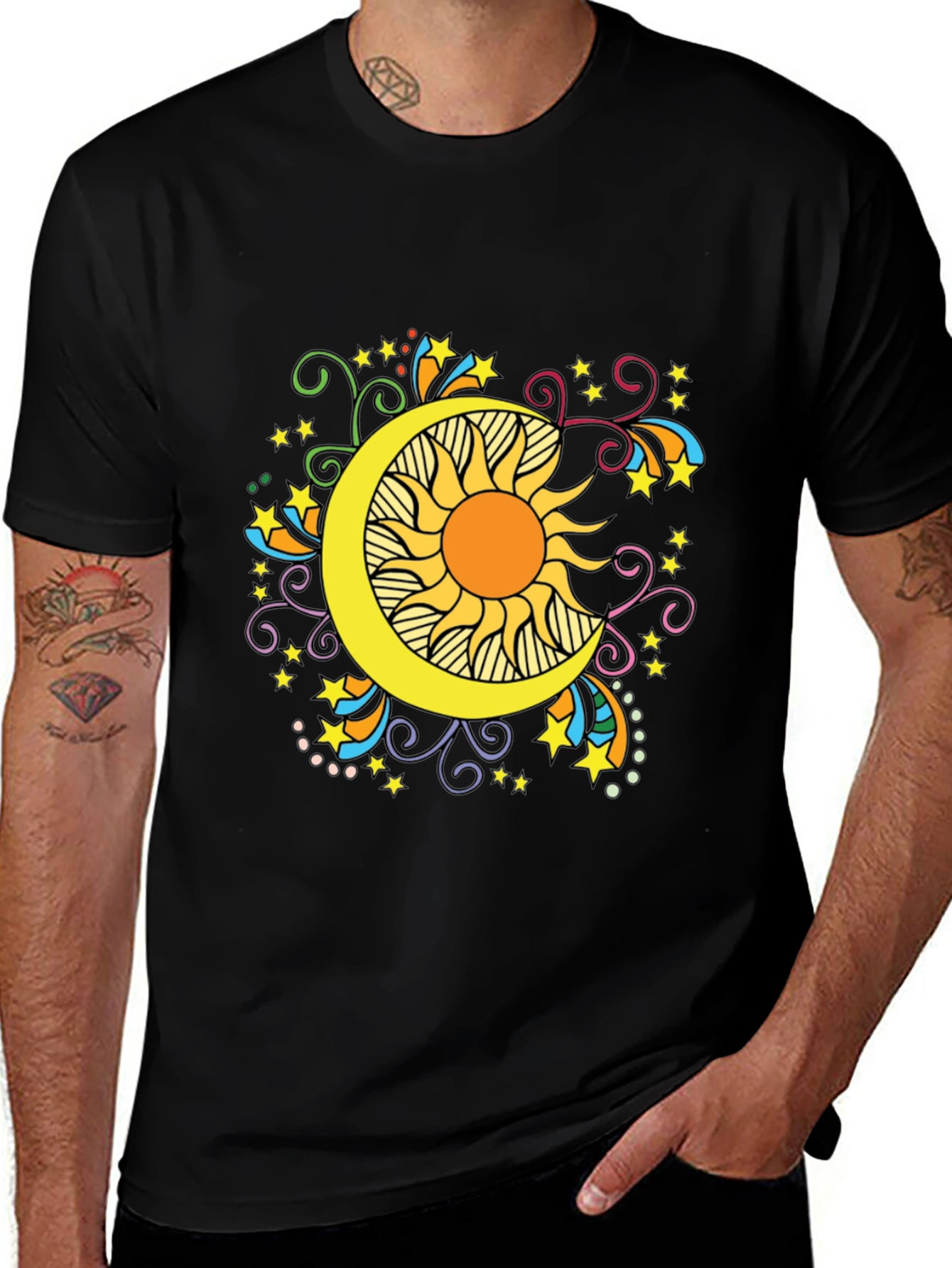 Celestial Sun and Moon Graphic Tee