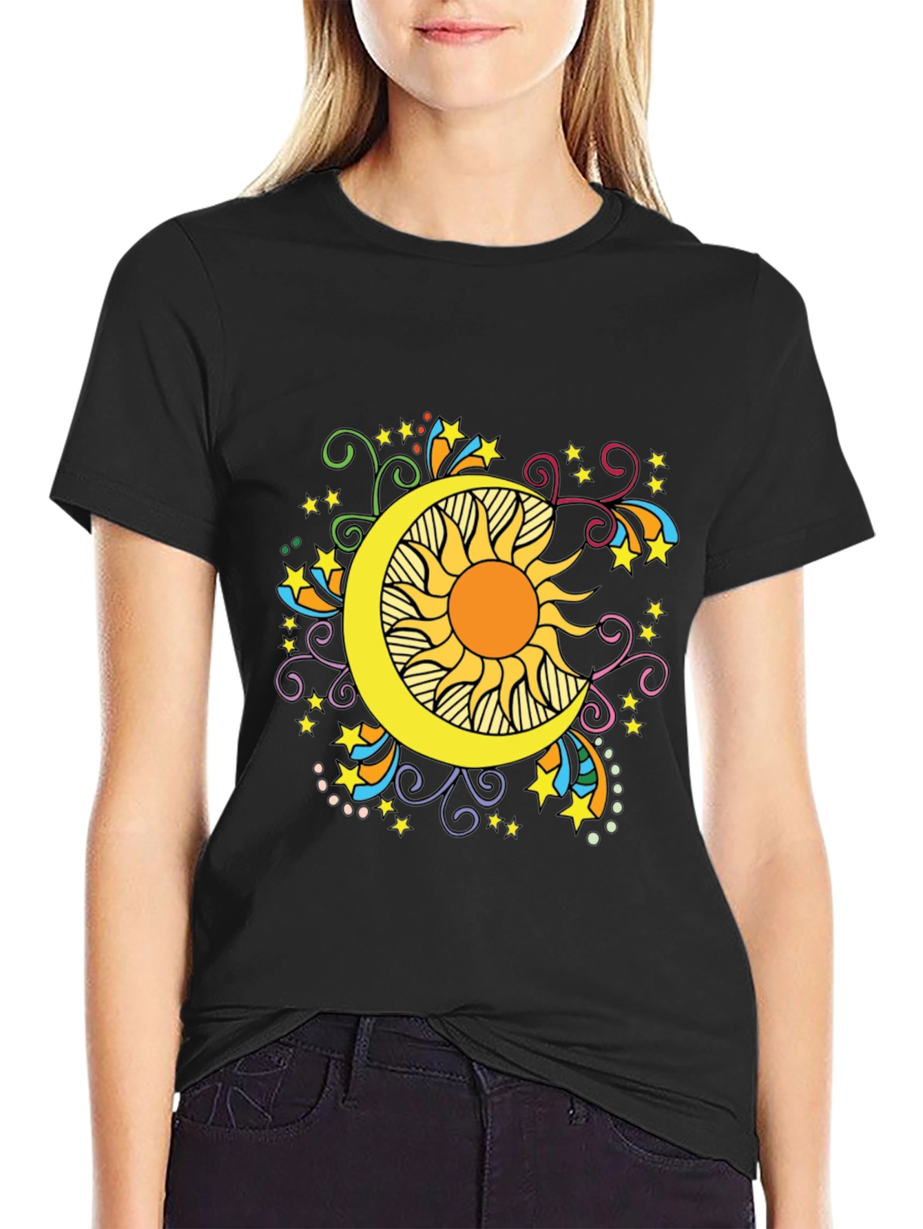 Celestial Sun and Moon Graphic Tee