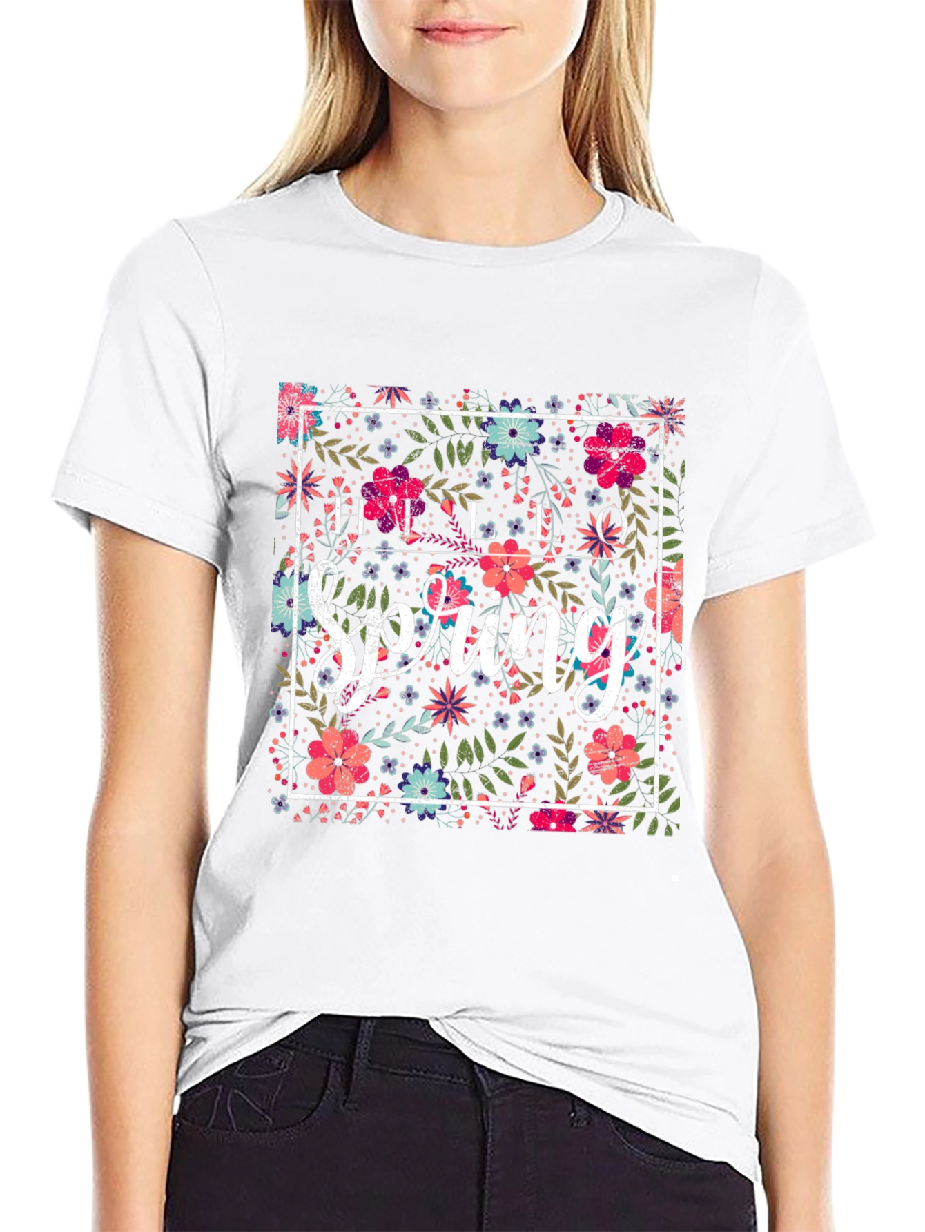 Hello Spring Floral Graphic Tee