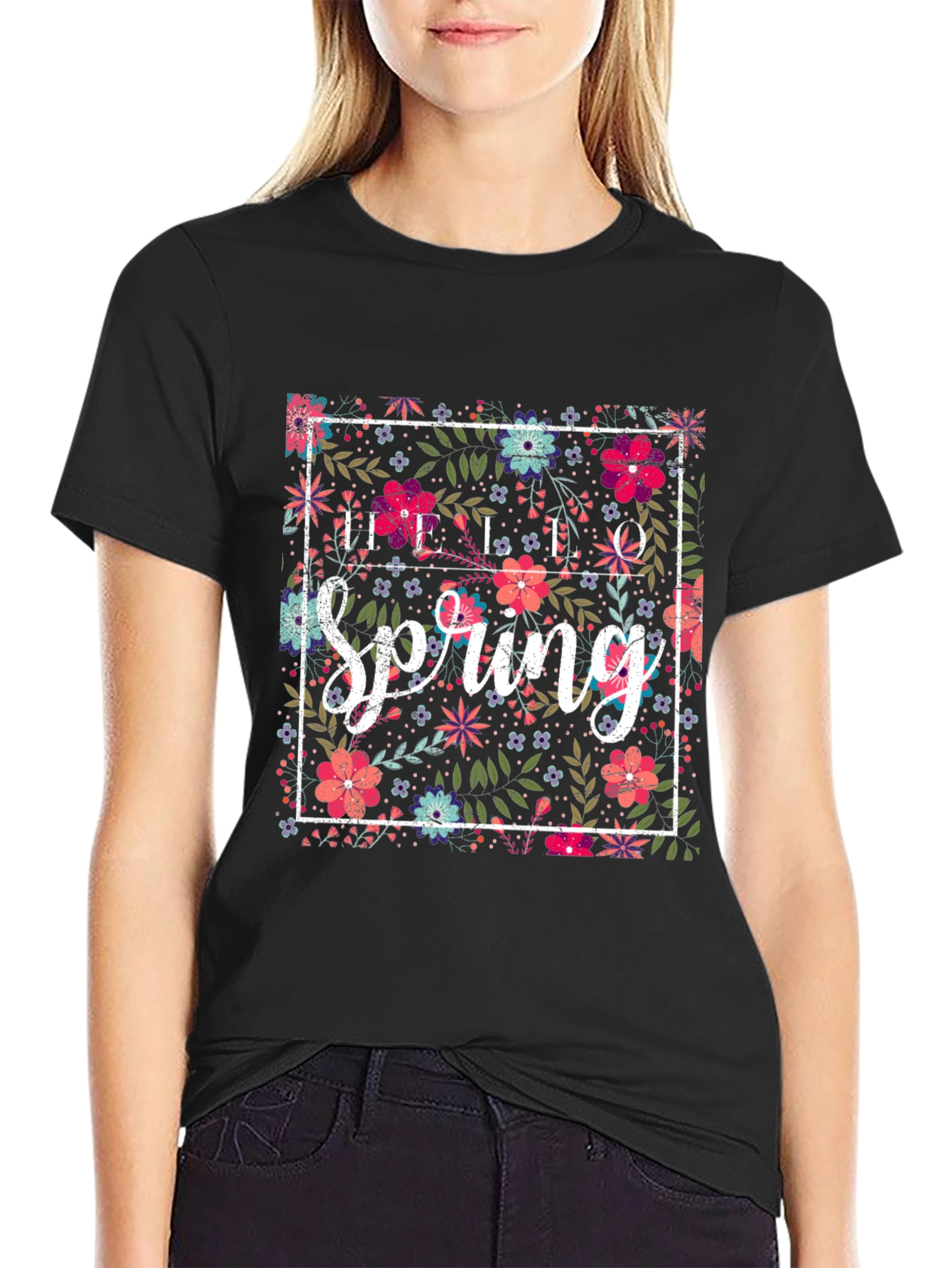 Hello Spring Floral Graphic Tee