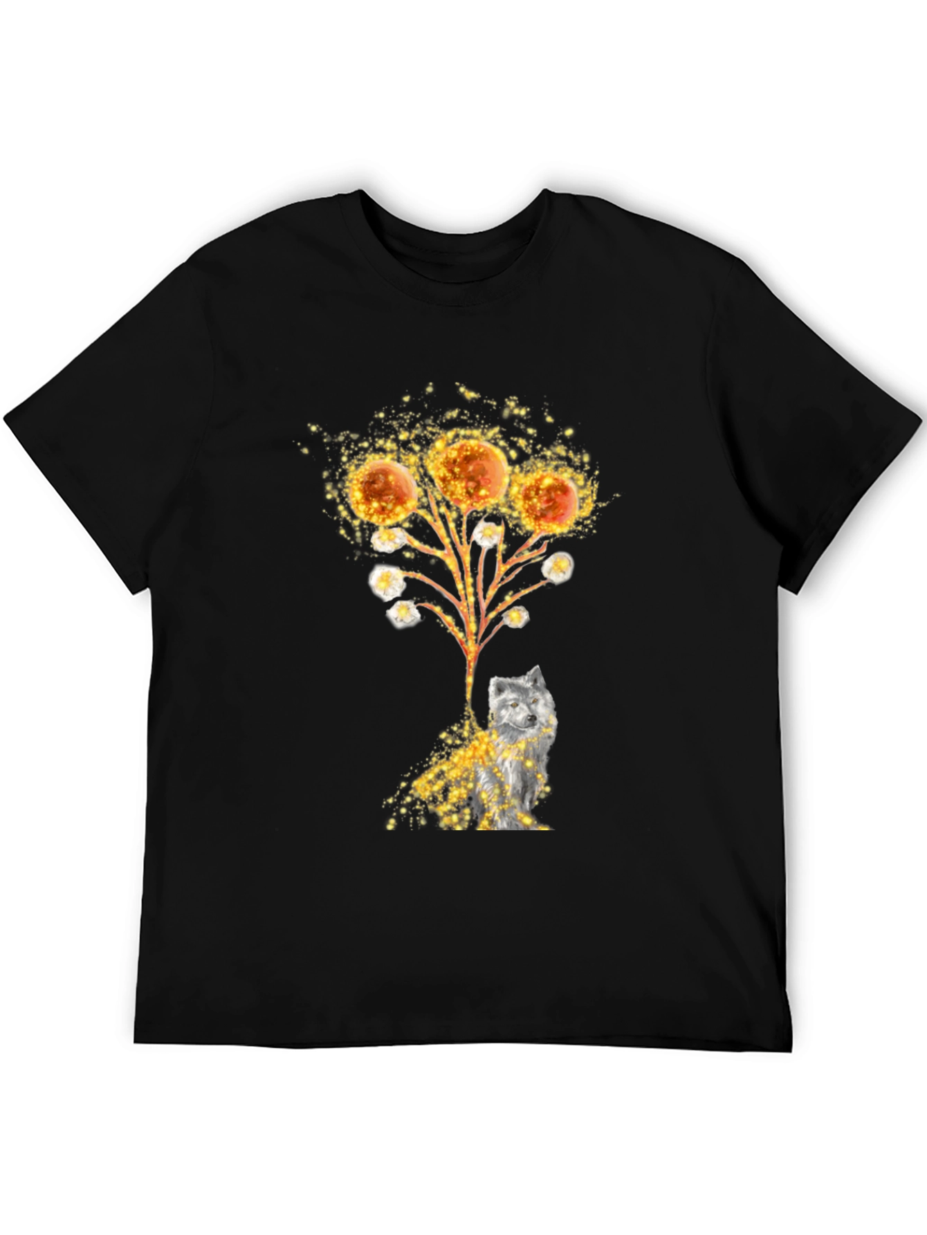 Artistic Wolf Graphic Tee - Black