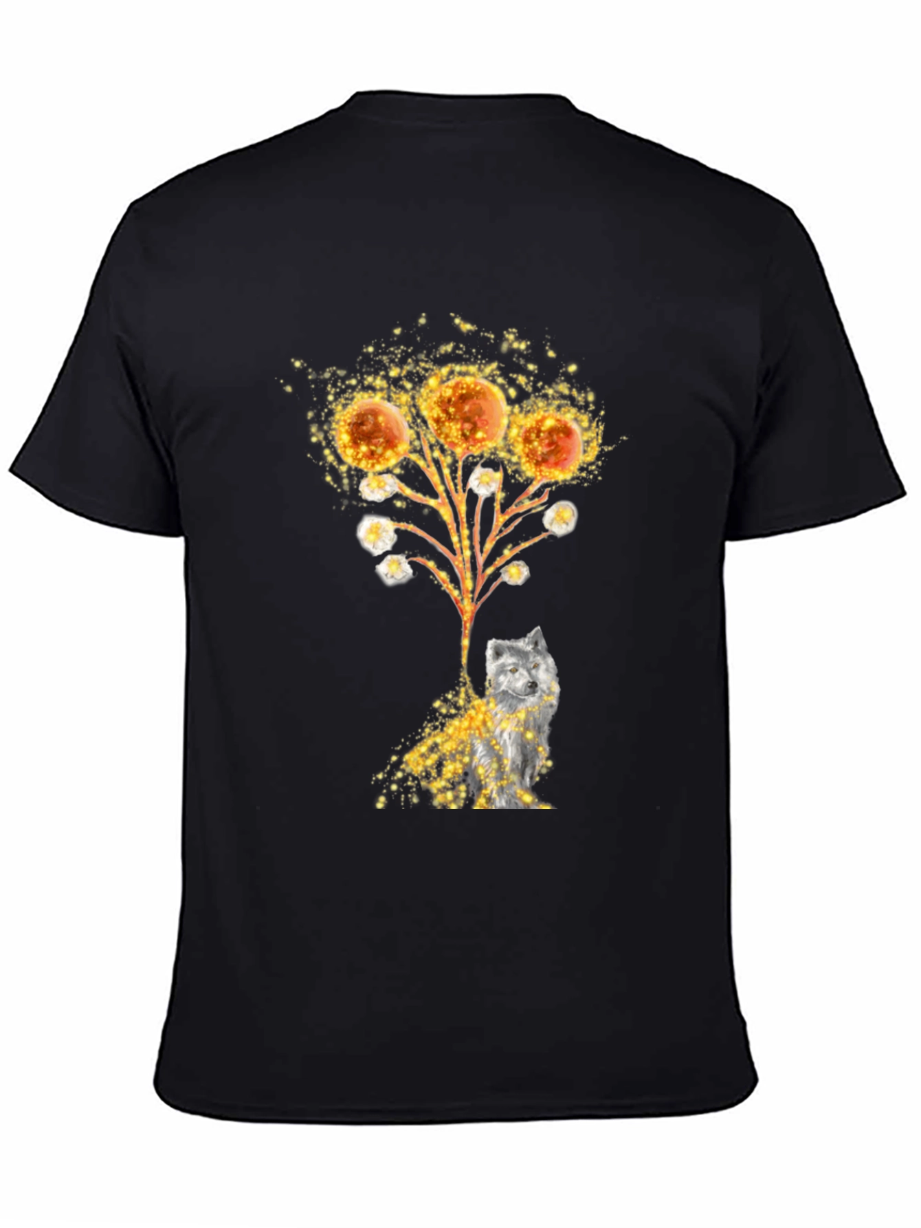 Artistic Wolf Graphic Tee - Black