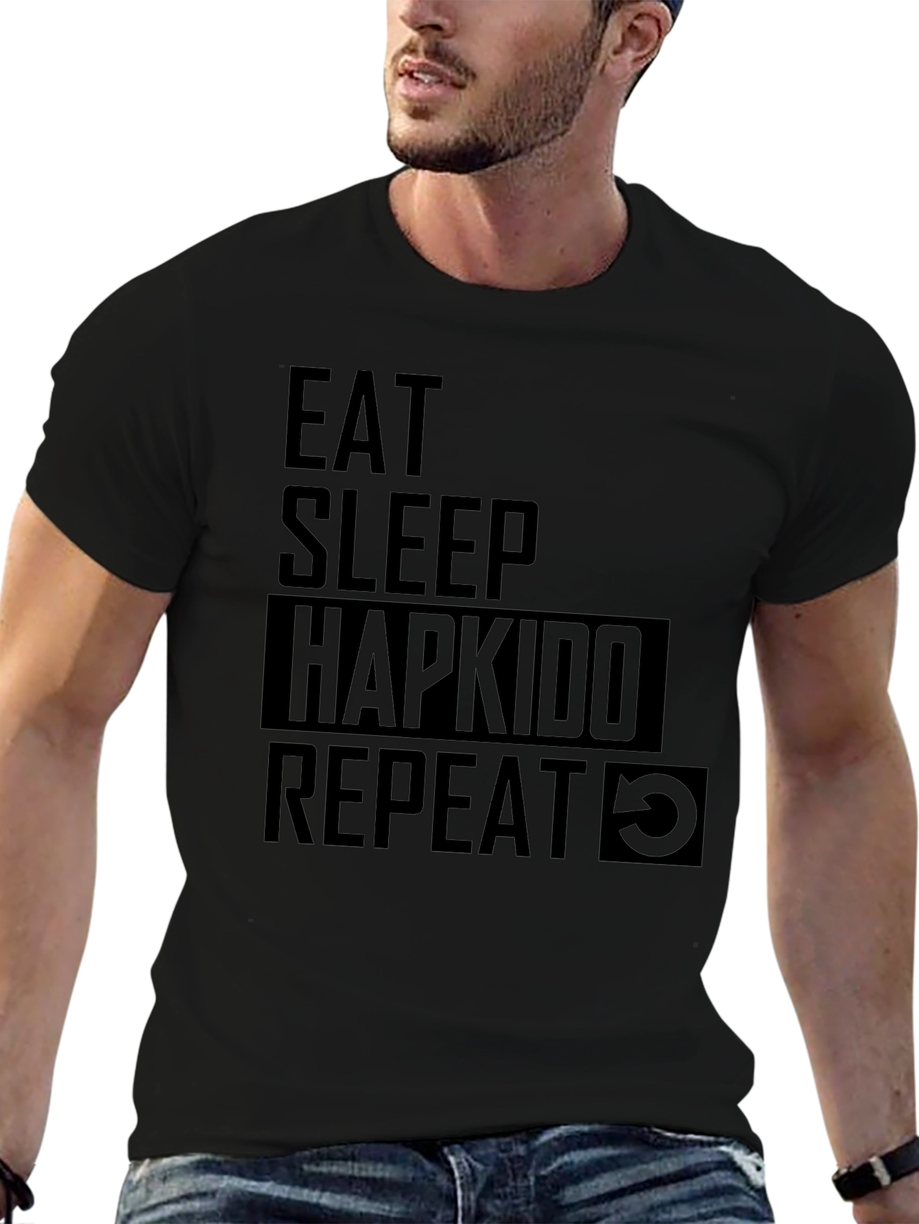Eat Sleep Hapkido Repeat Black T-Shirt