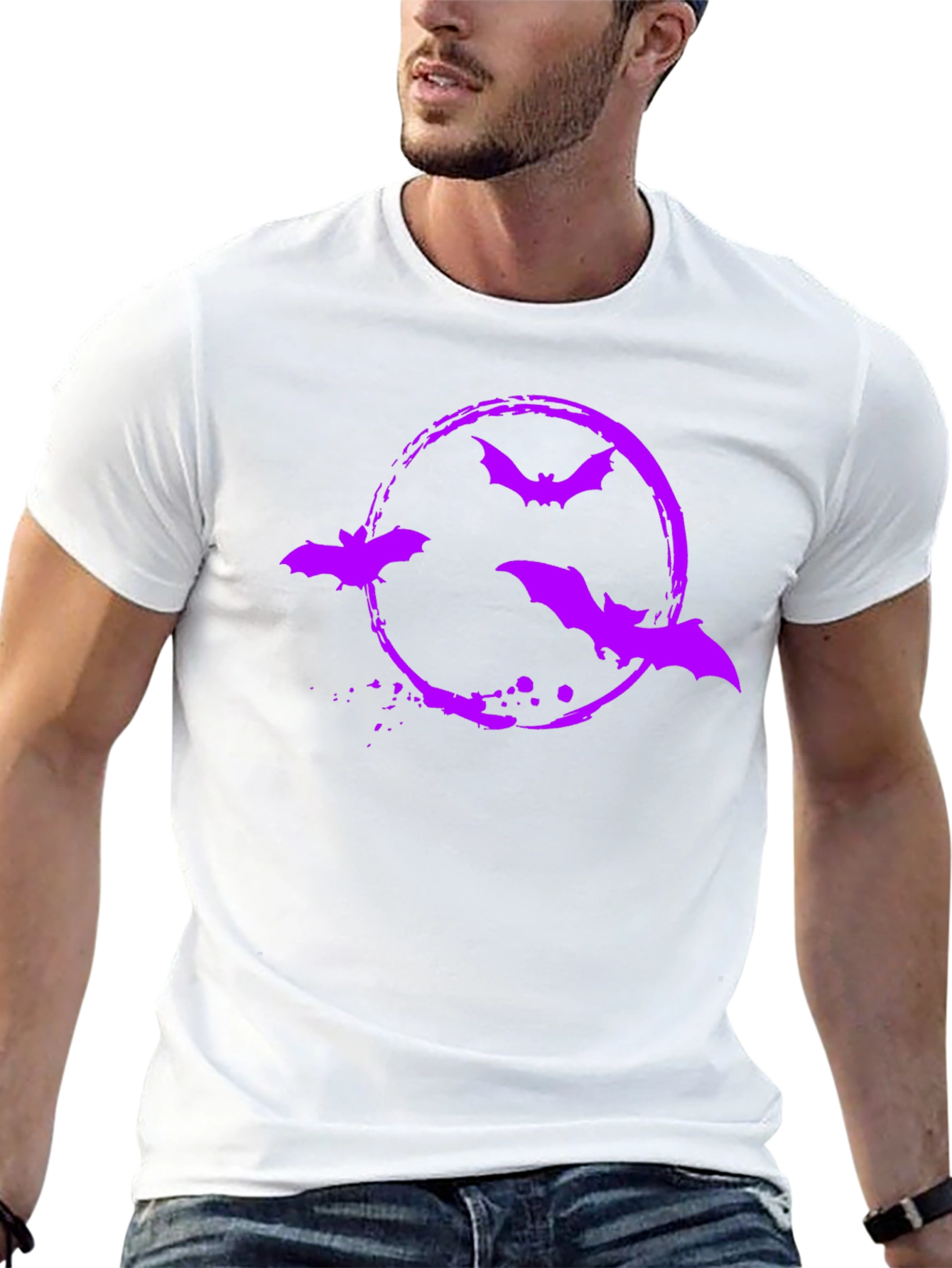 Bat Circle Graphic Tee - Halloween Shirt