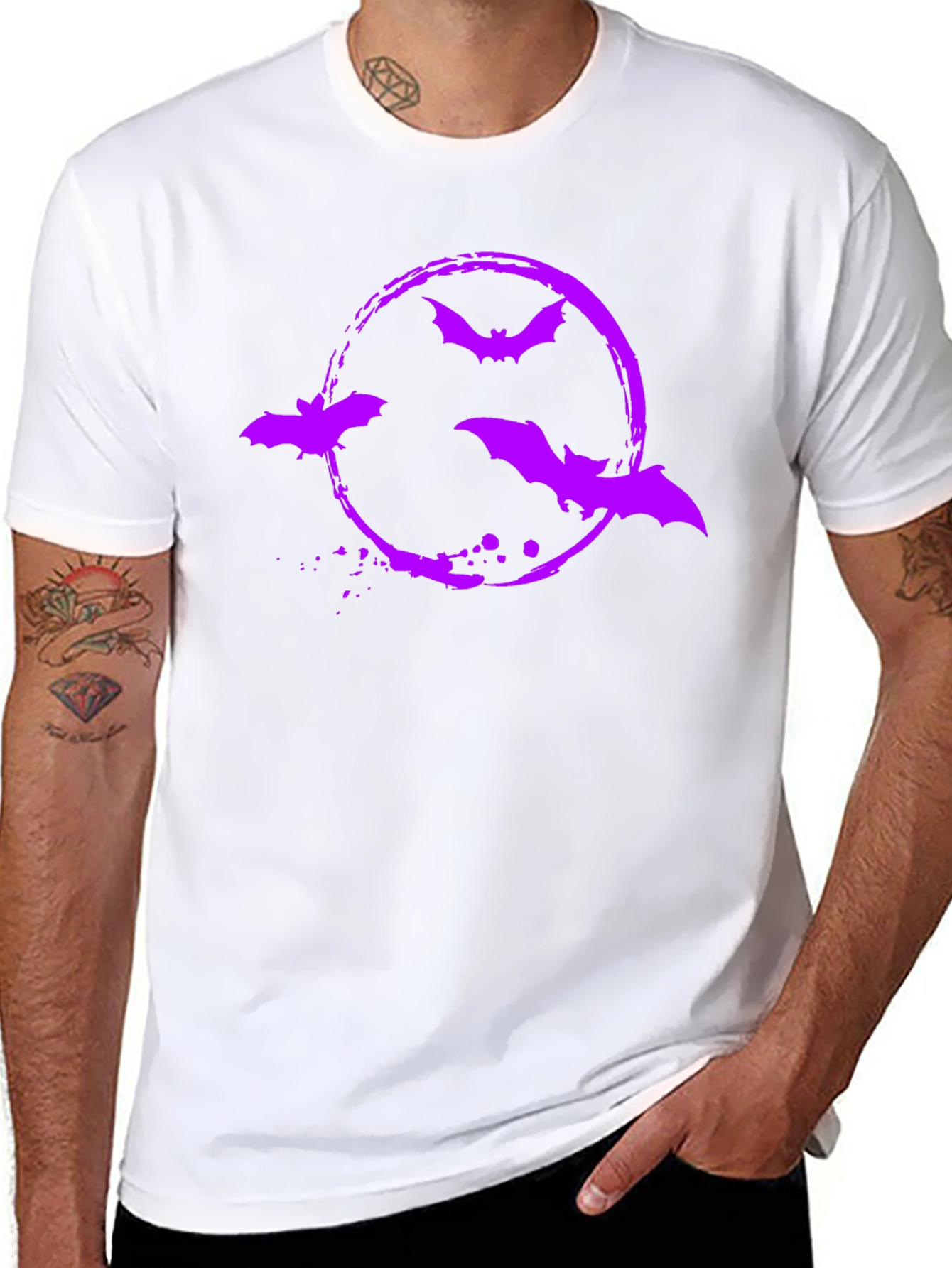 Bat Circle Graphic Tee - Halloween Shirt