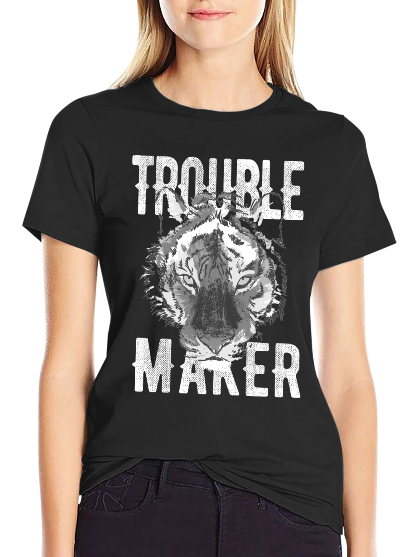 Trouble Maker Tiger Graphic T-Shirt