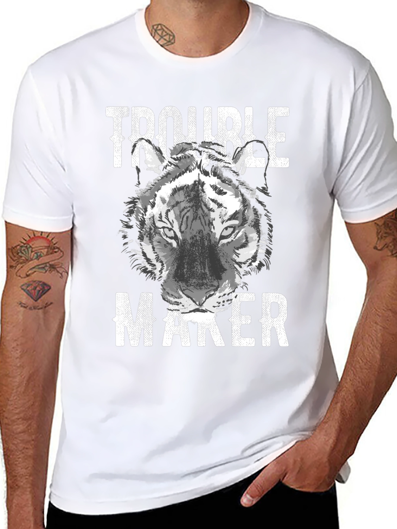 Trouble Maker Tiger Graphic T-Shirt