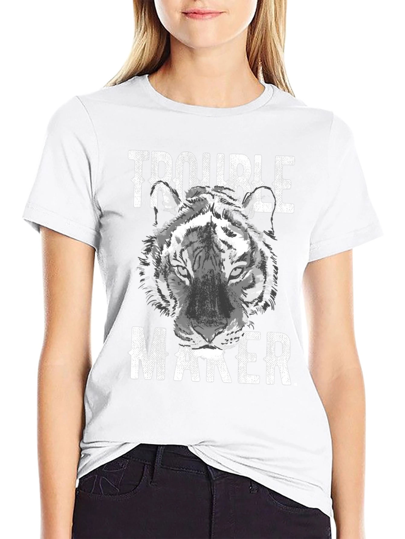 Trouble Maker Tiger Graphic T-Shirt