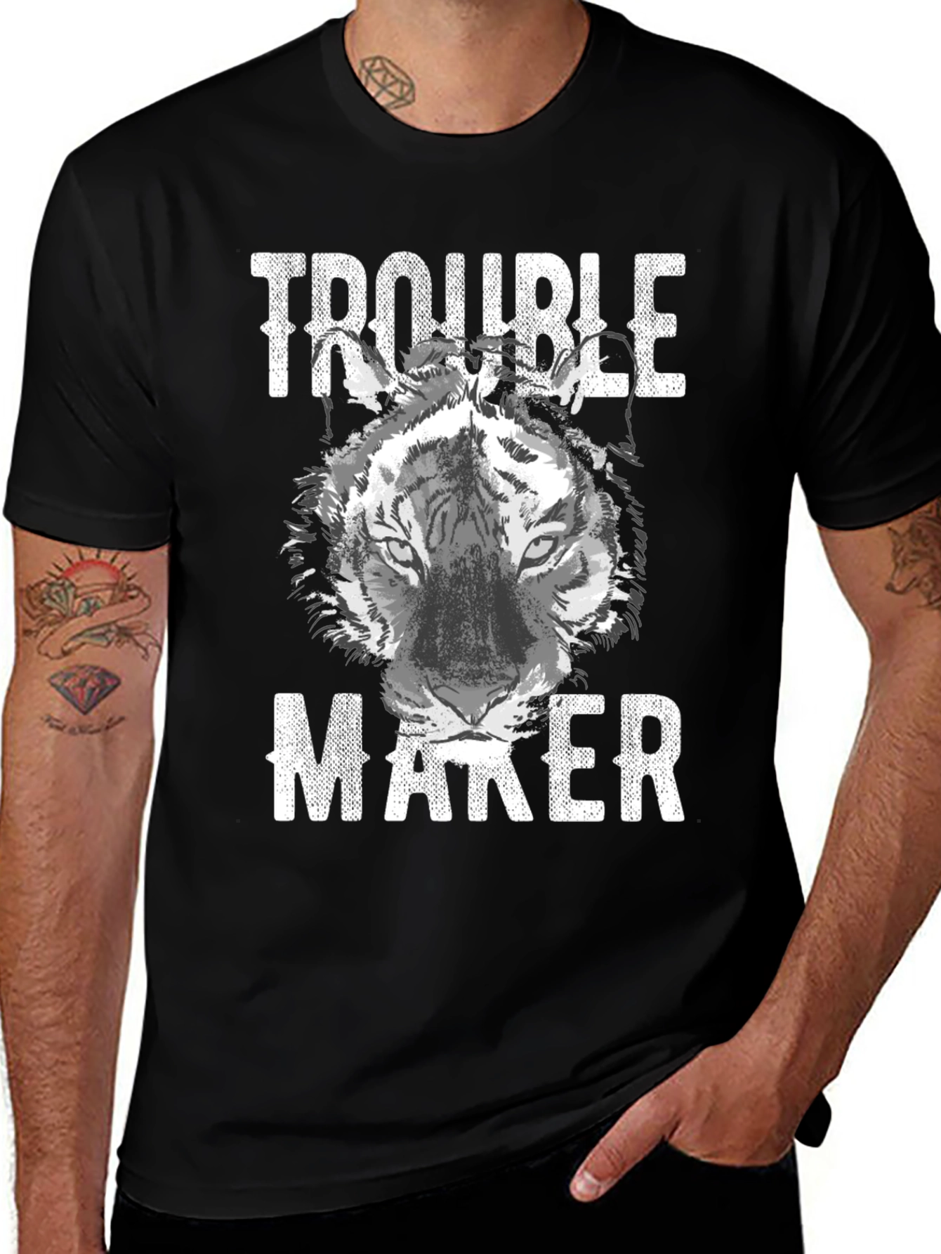 Trouble Maker Tiger Graphic T-Shirt