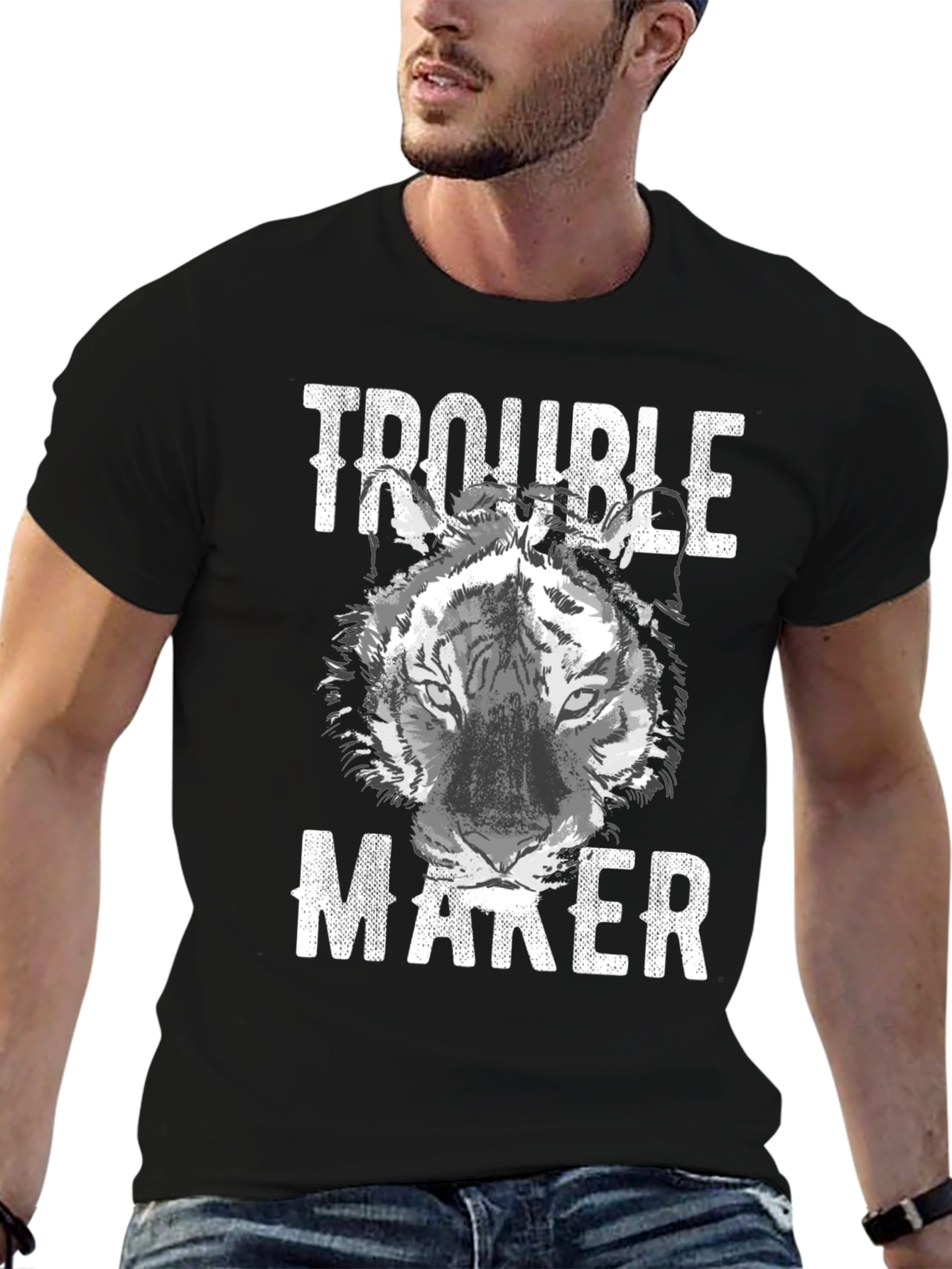Trouble Maker Tiger Graphic T-Shirt
