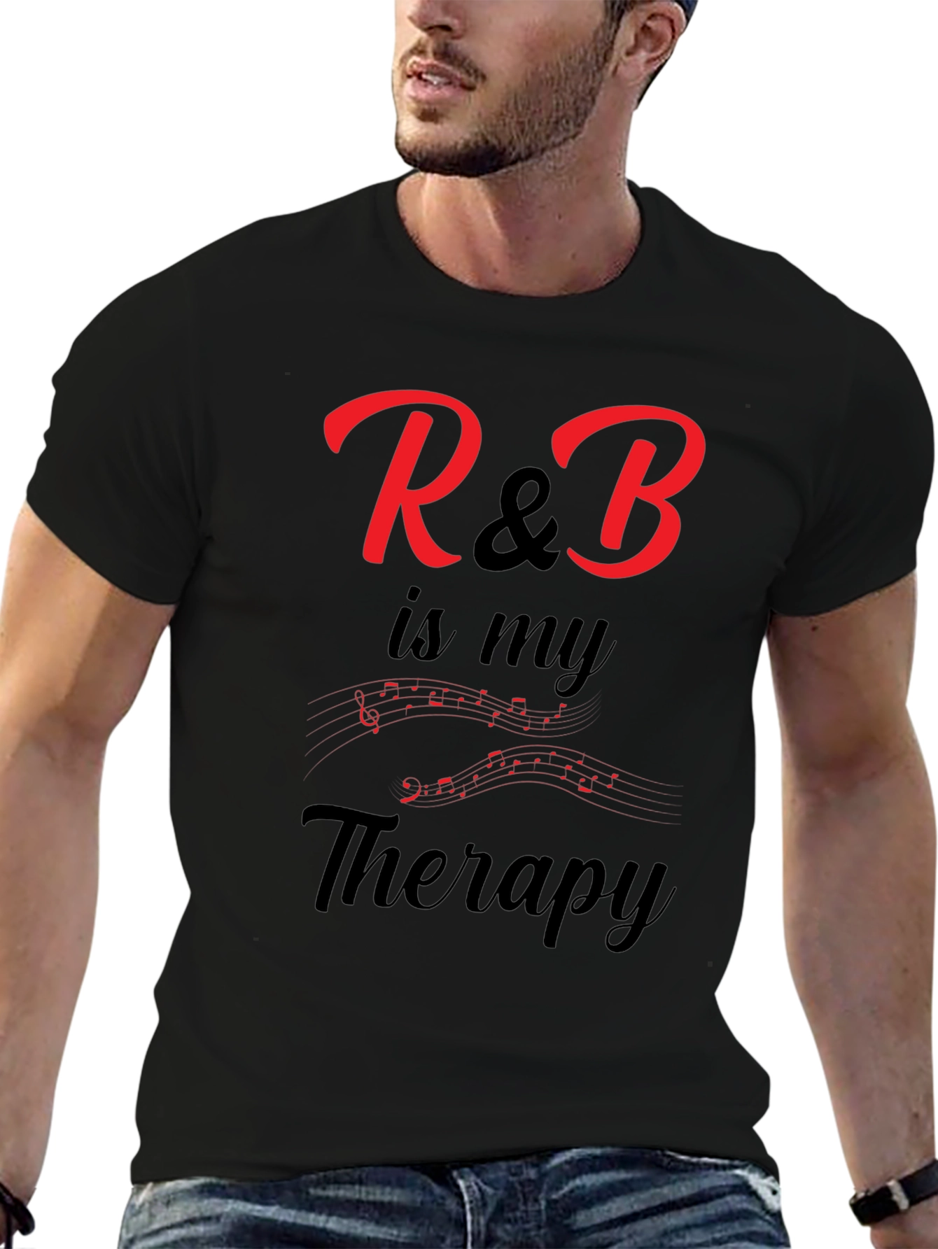 R&B Music Therapy Graphic Tee - Black