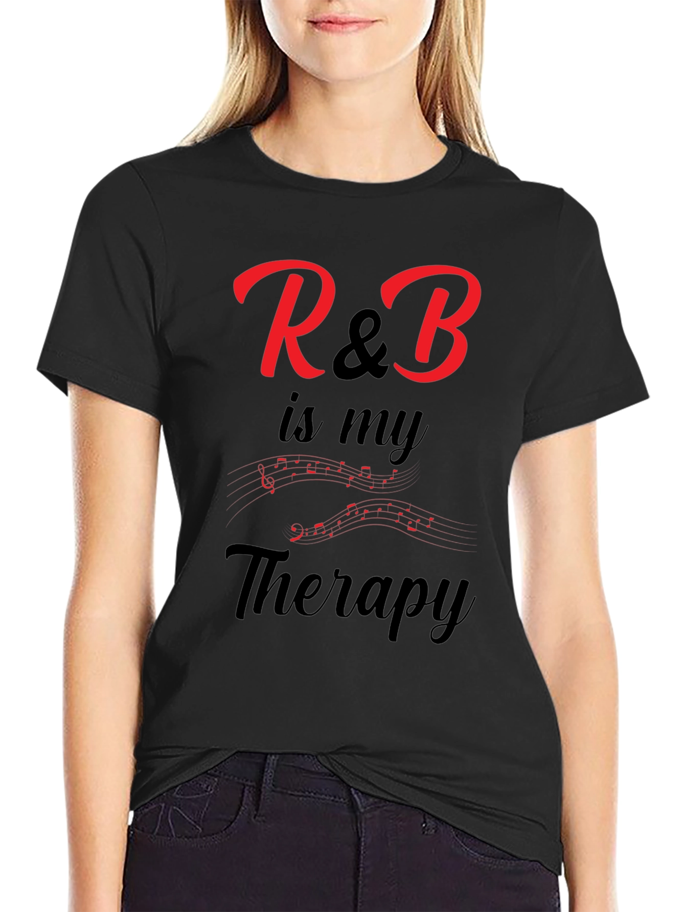 R&B Music Therapy Graphic Tee - Black