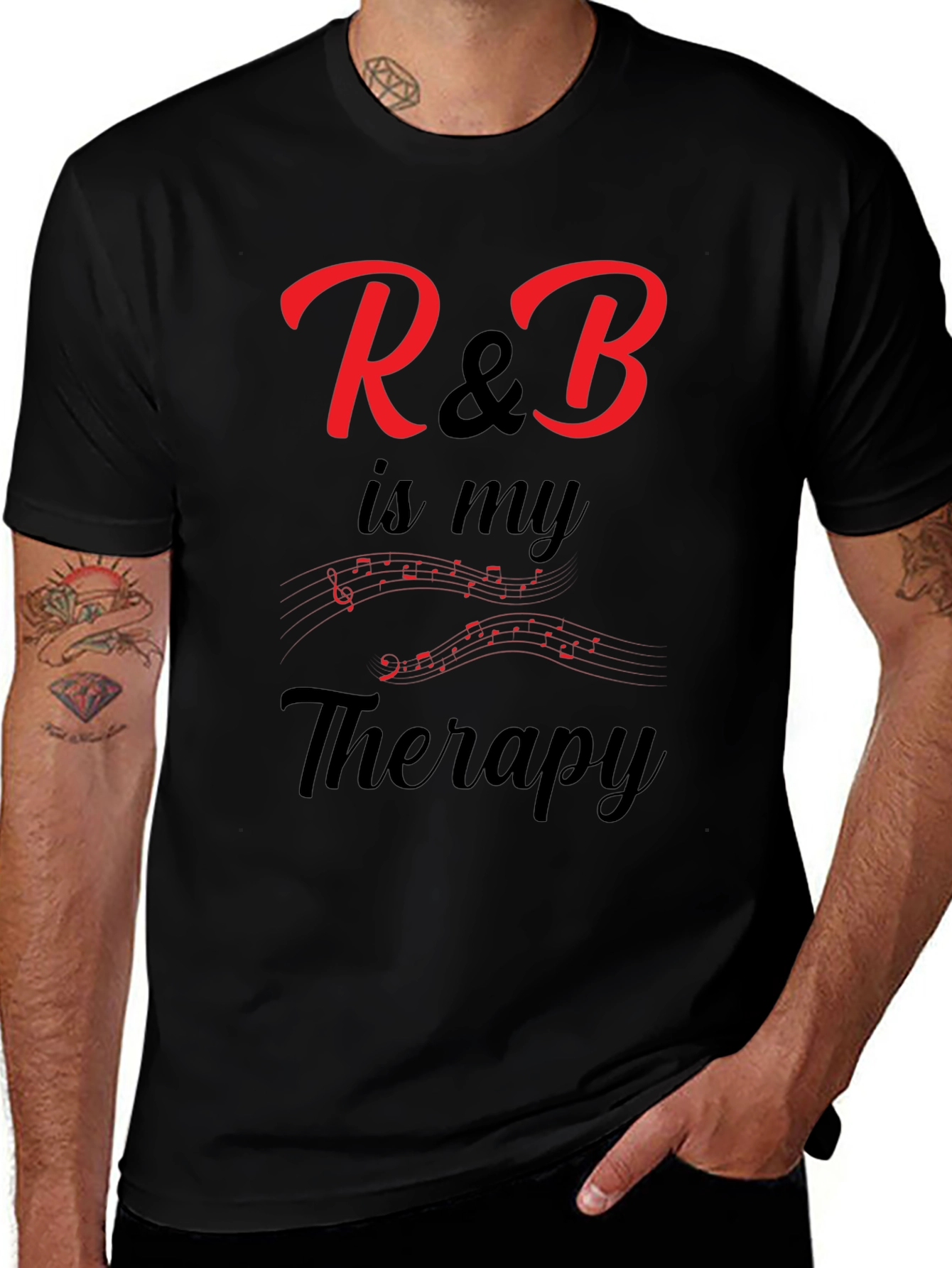 R&B Music Therapy Graphic Tee - Black