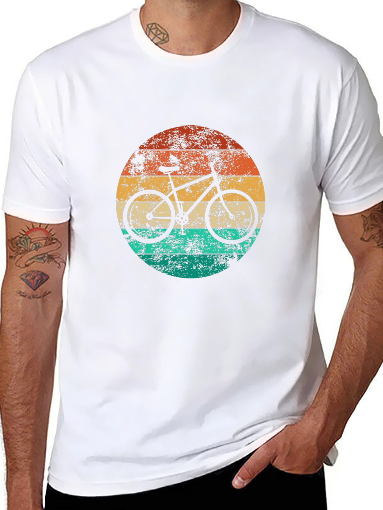 Retro Sunset Bicycle Graphic Tee - Black
