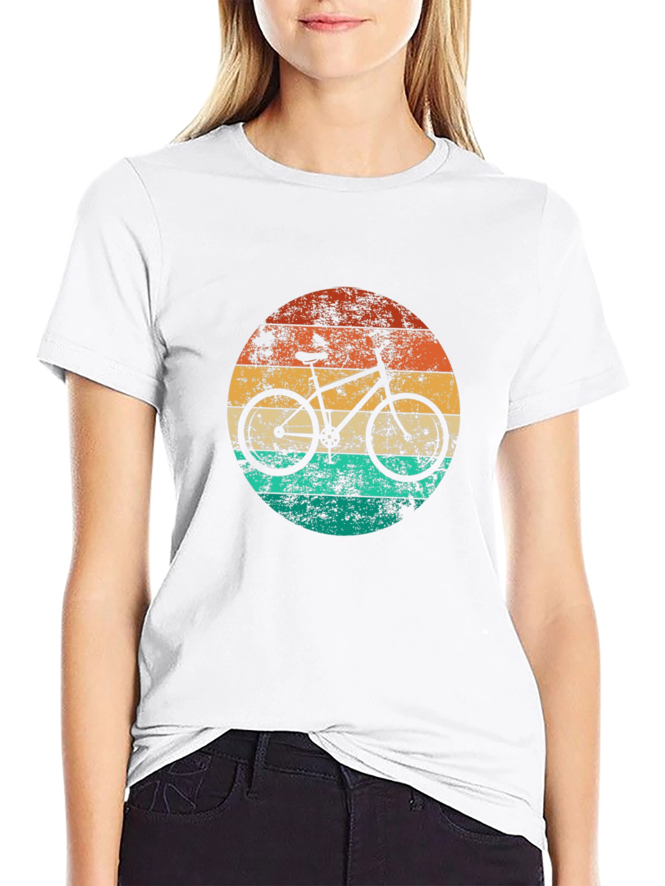 Retro Sunset Bicycle Graphic Tee - Black