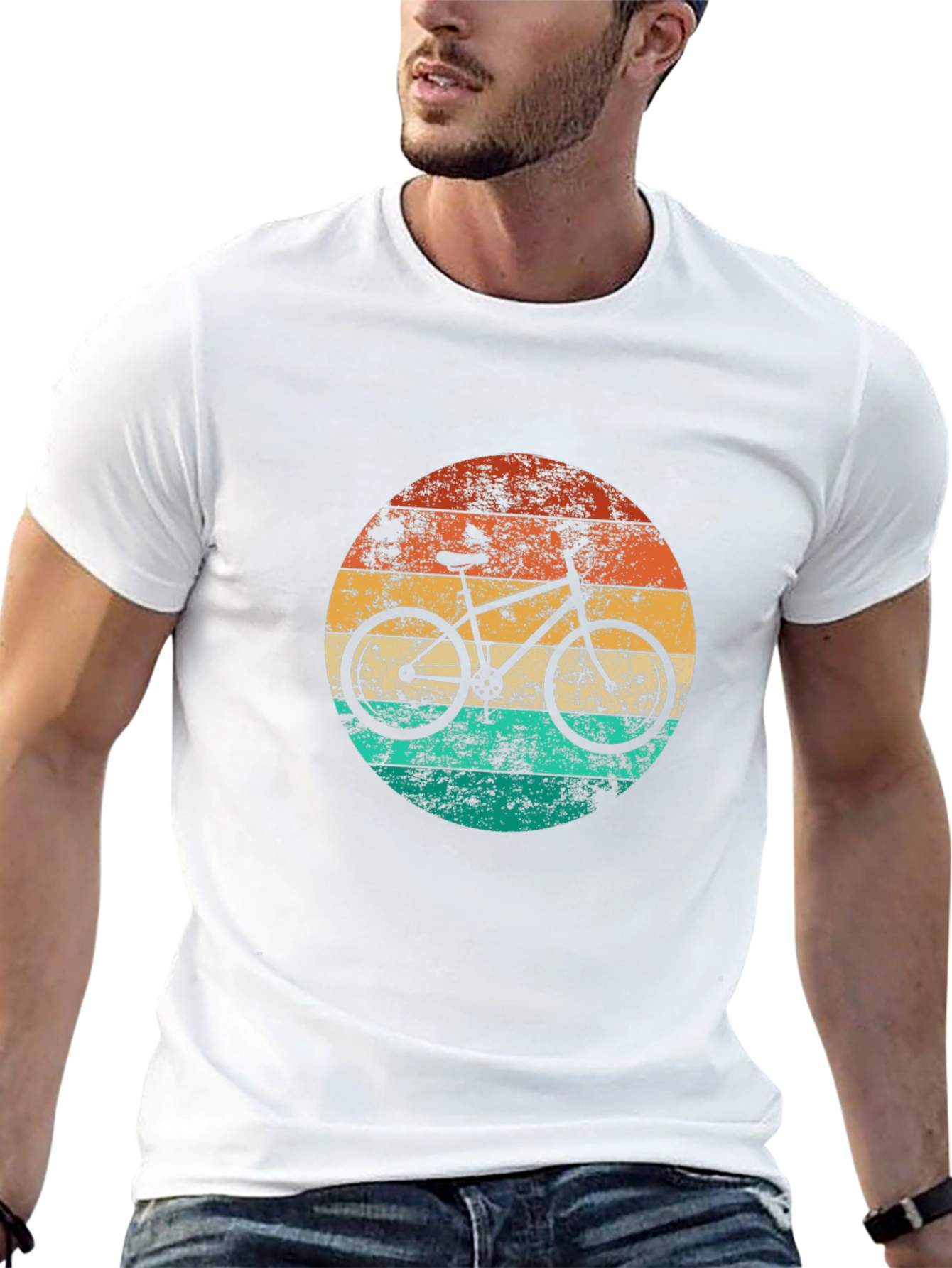Retro Sunset Bicycle Graphic Tee - Black