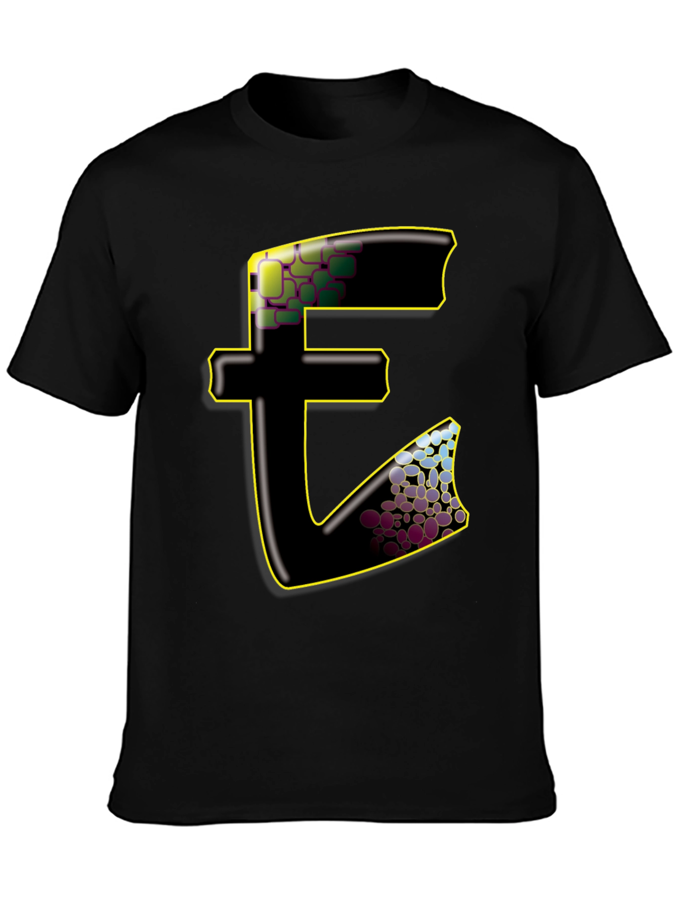 Abstract E Graphic Black T-Shirt
