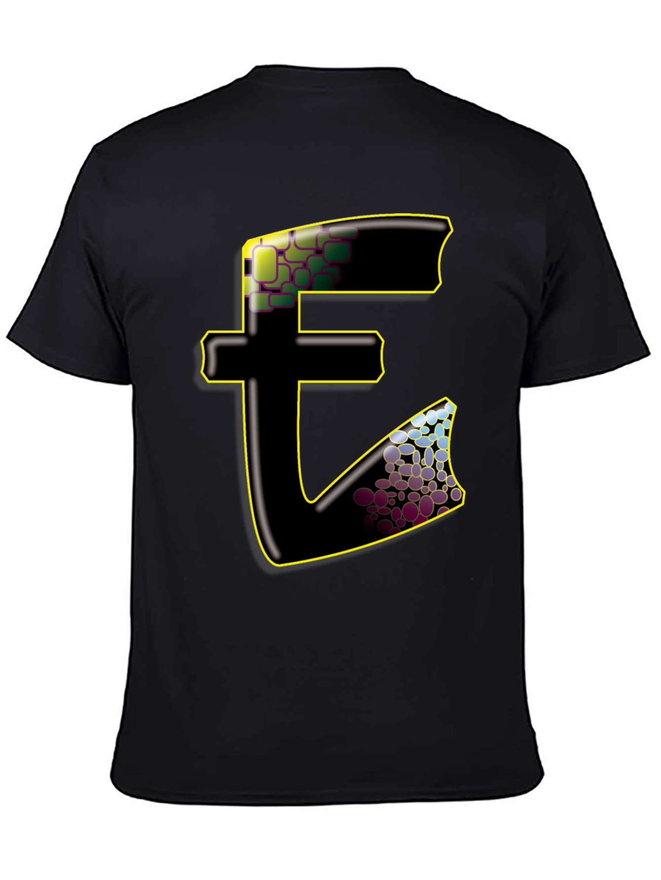 Abstract E Graphic Black T-Shirt