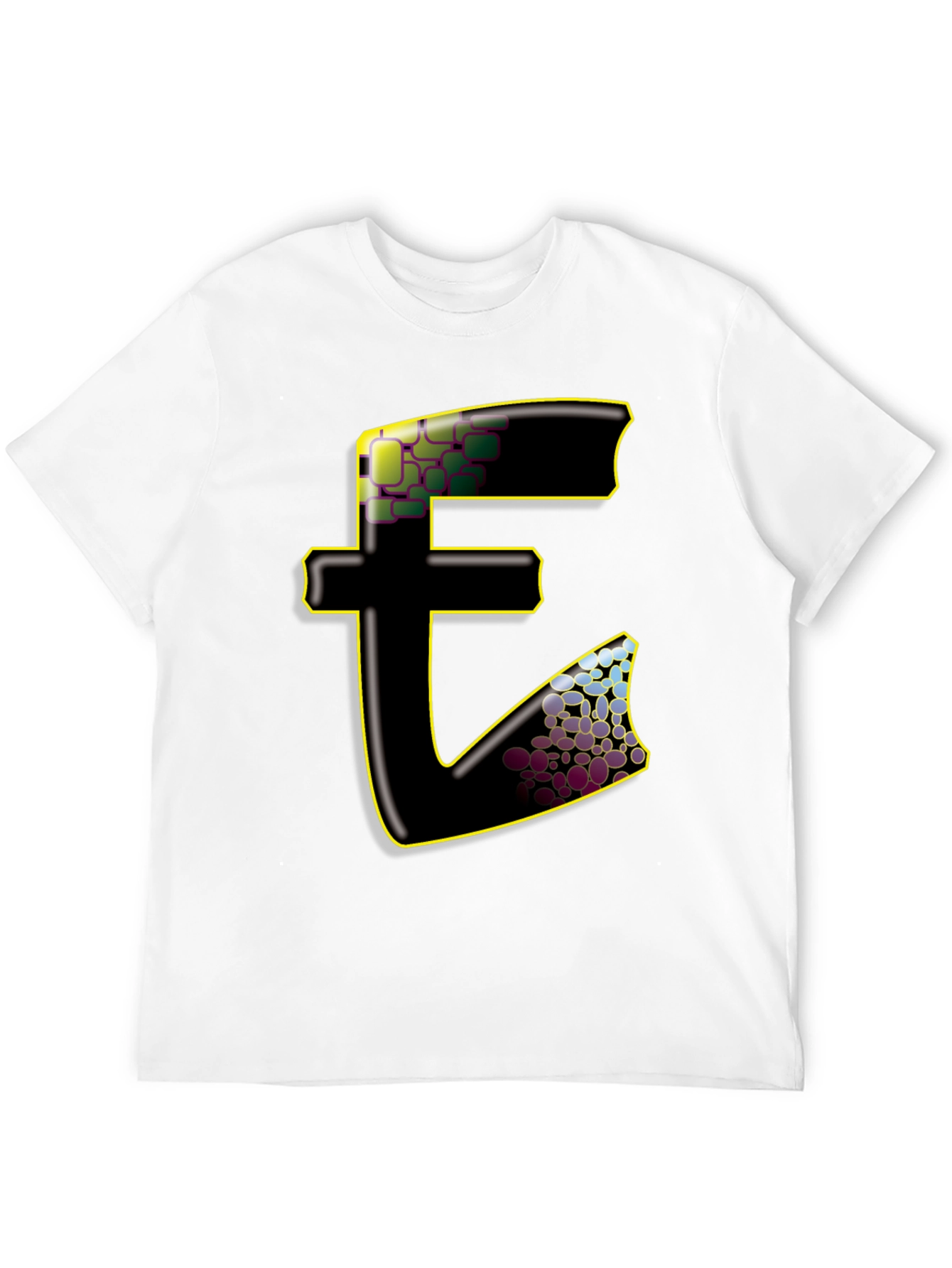 Abstract E Graphic Black T-Shirt