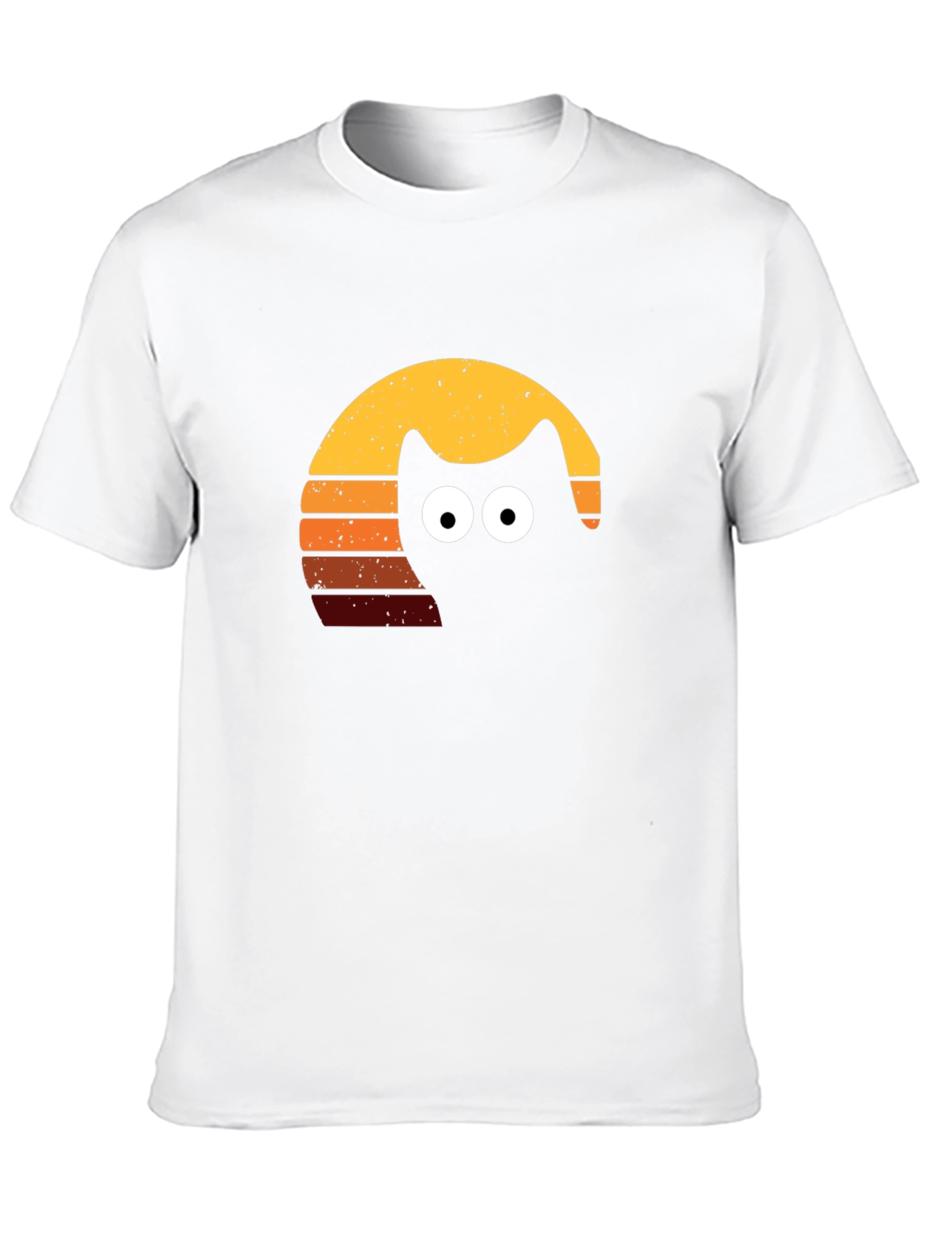 Retro Cat Sunset T-Shirt - Black Tee