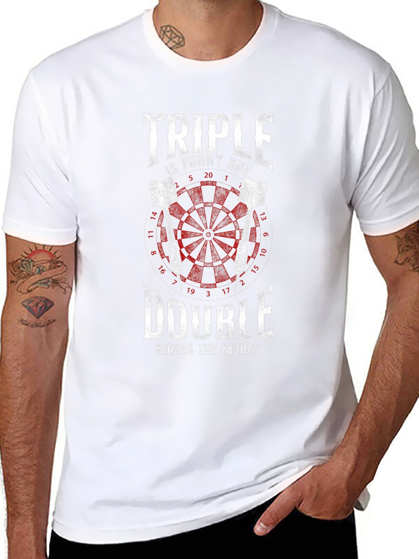 Triple Double Darts T-Shirt - Funny Dart Player Gift