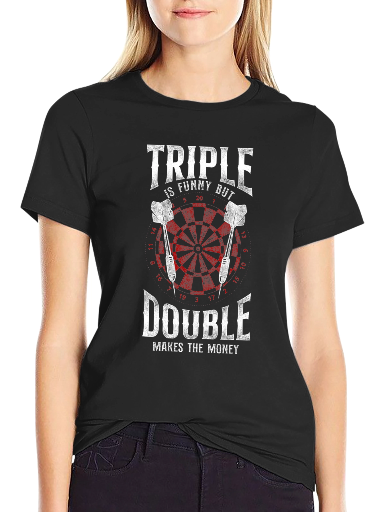 Triple Double Darts T-Shirt - Funny Dart Player Gift