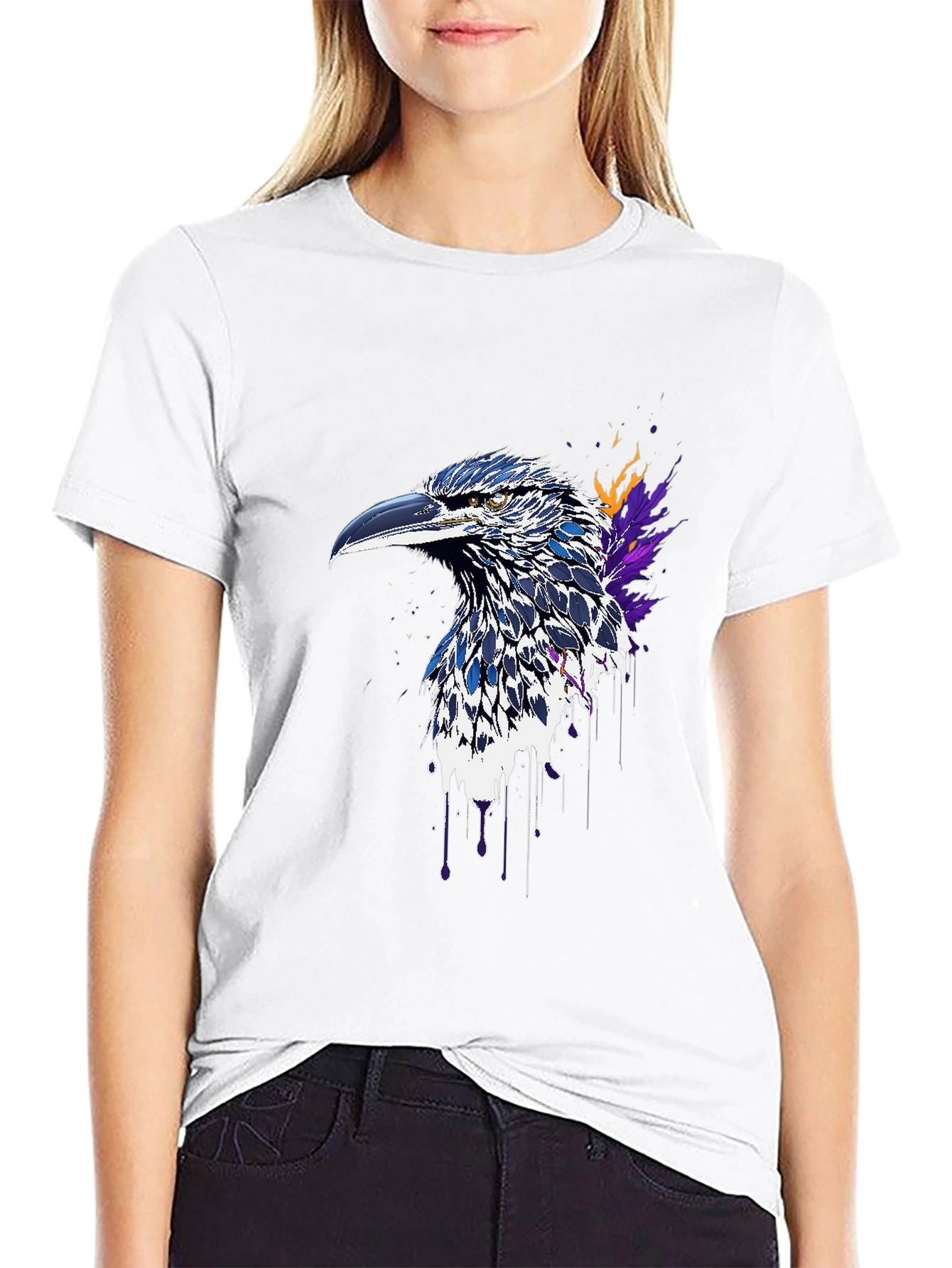Raven Art Graphic T-Shirt - Black