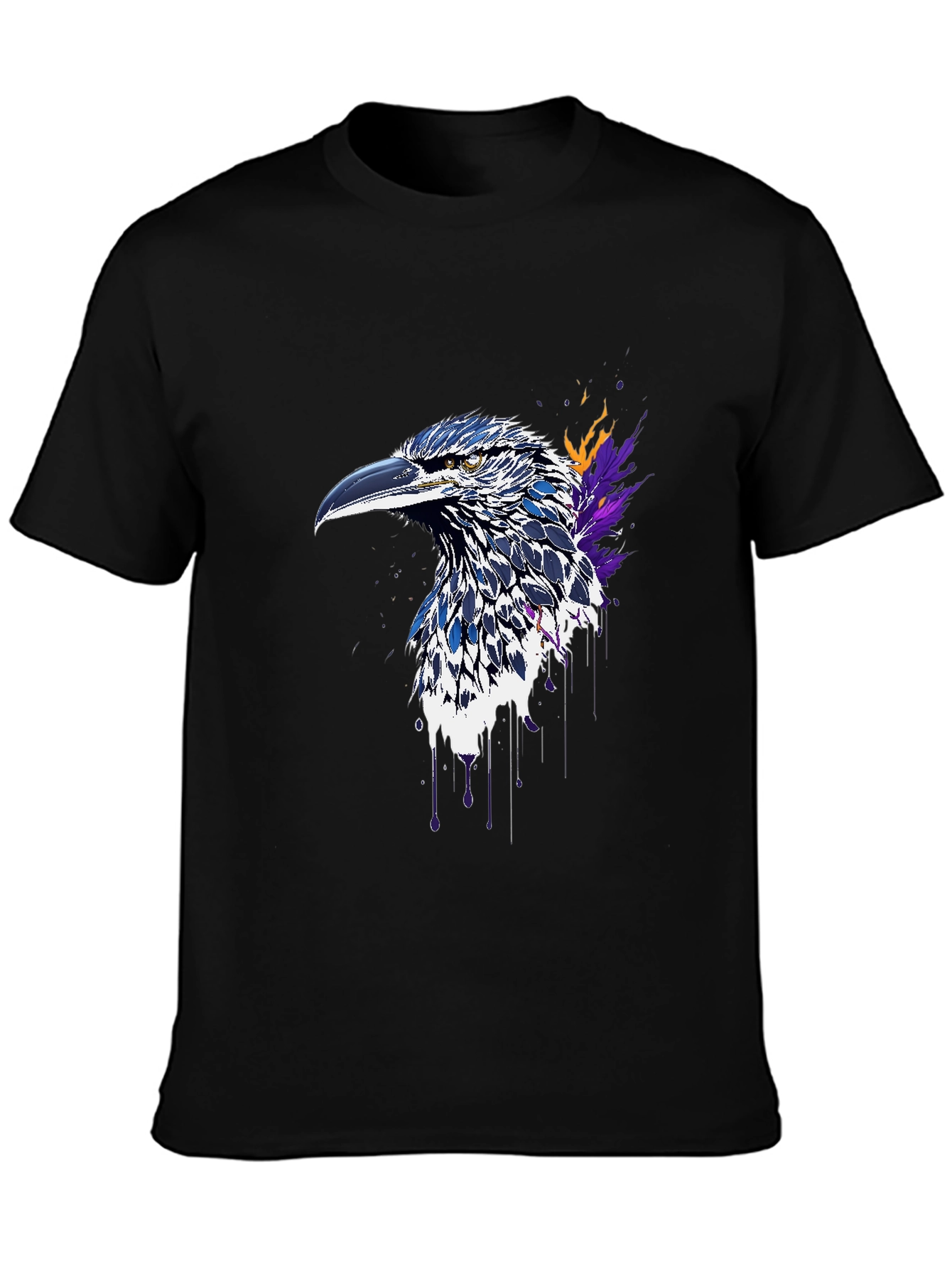Raven Art Graphic T-Shirt - Black