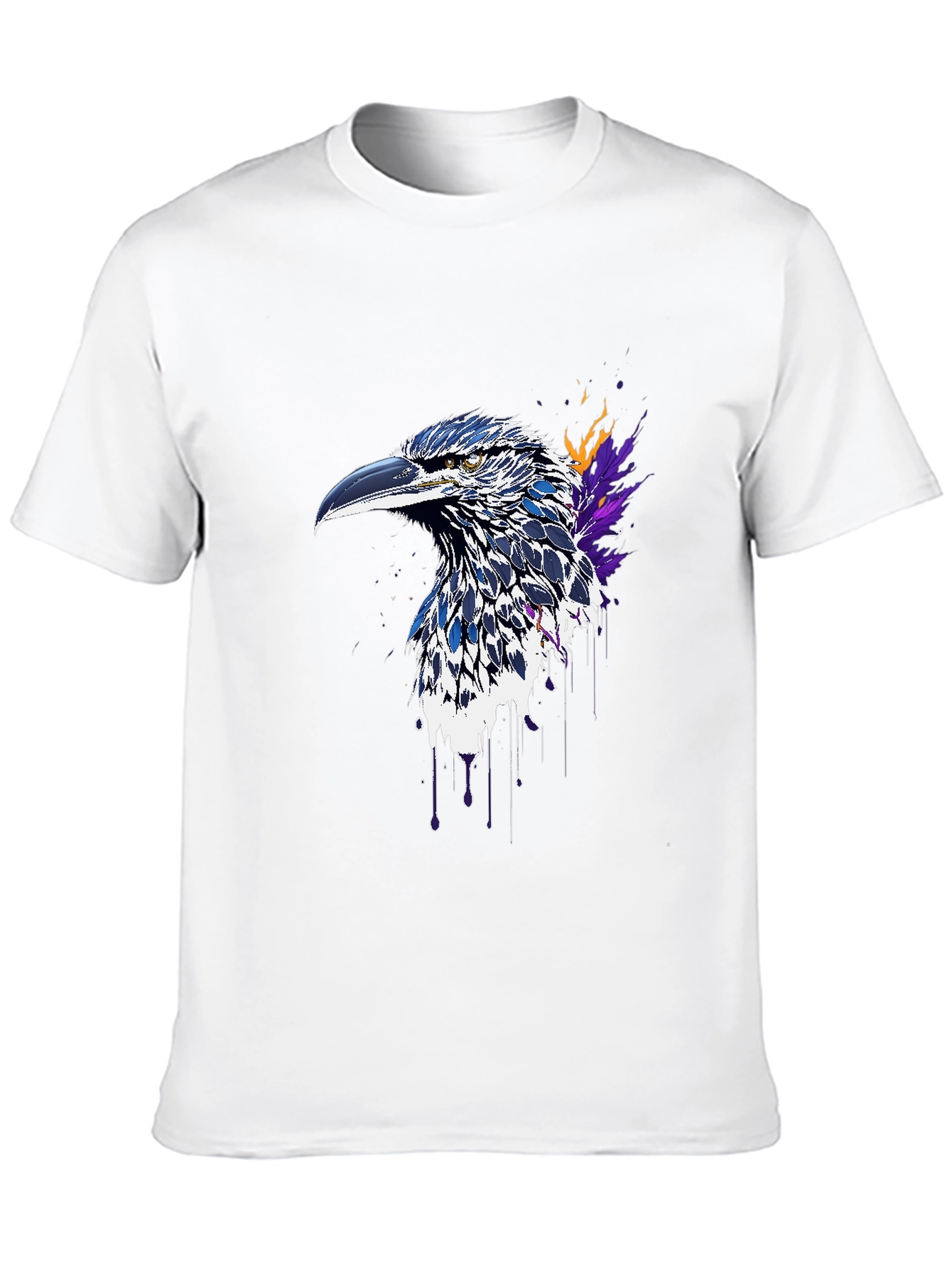 Raven Art Graphic T-Shirt - Black