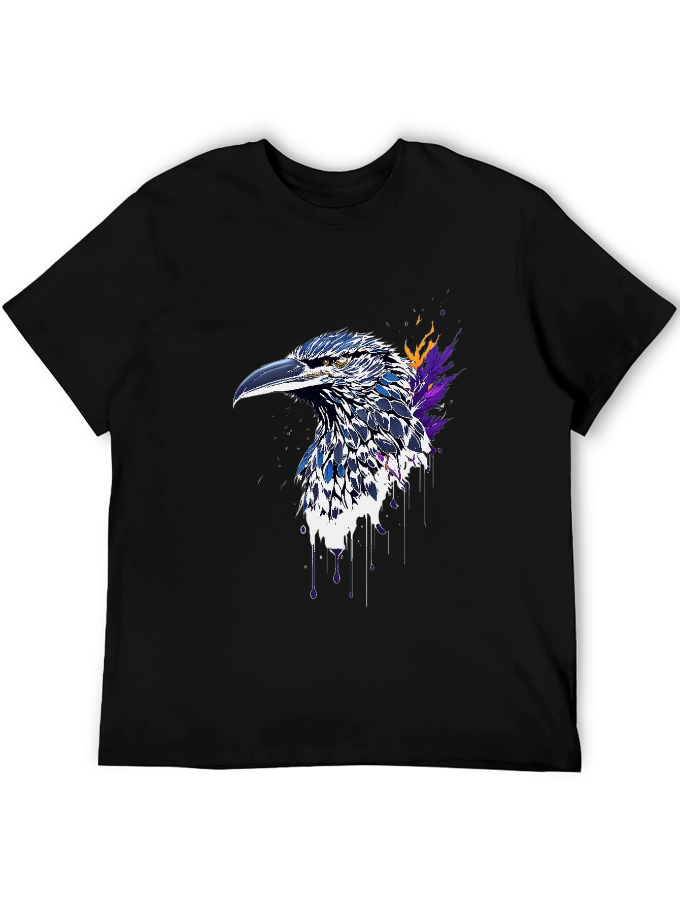 Raven Art Graphic T-Shirt - Black