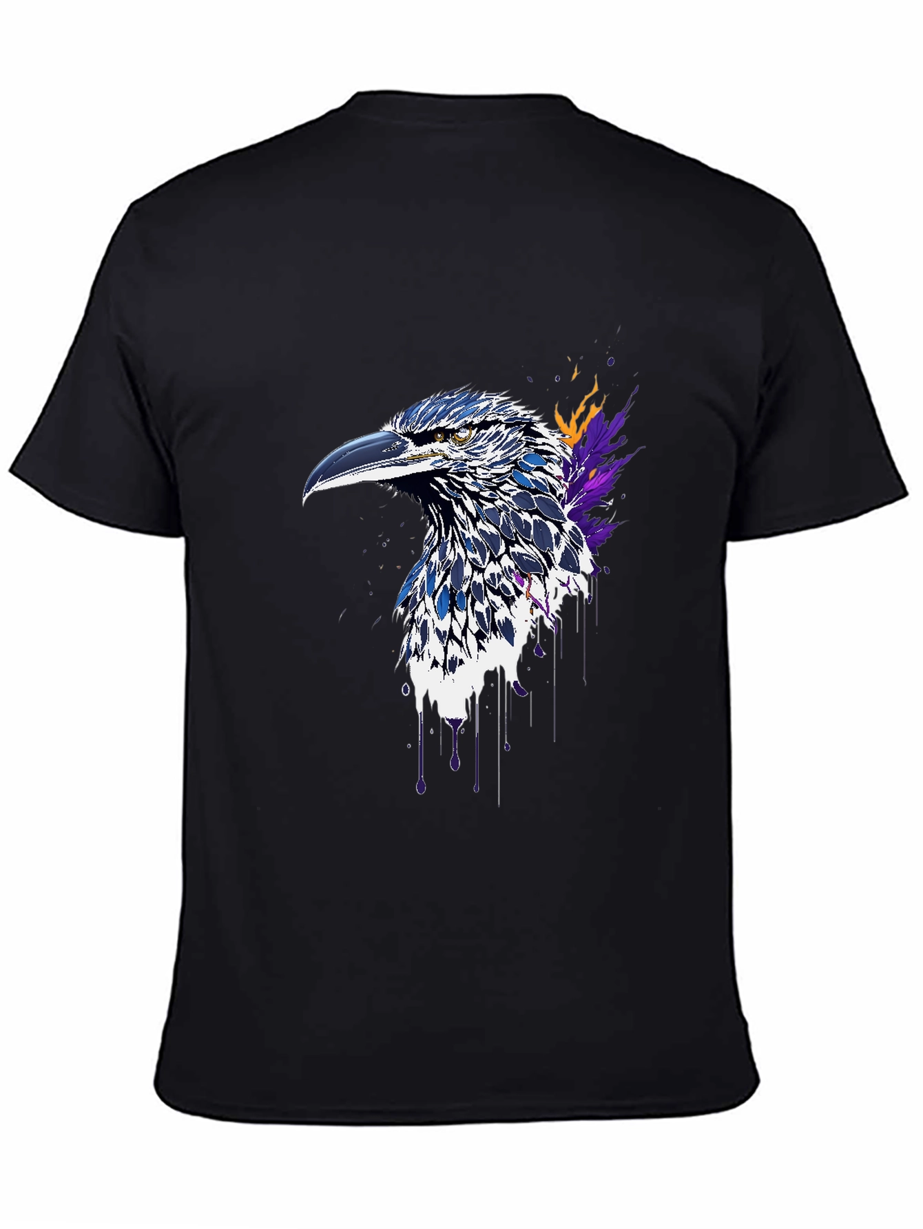 Raven Art Graphic T-Shirt - Black