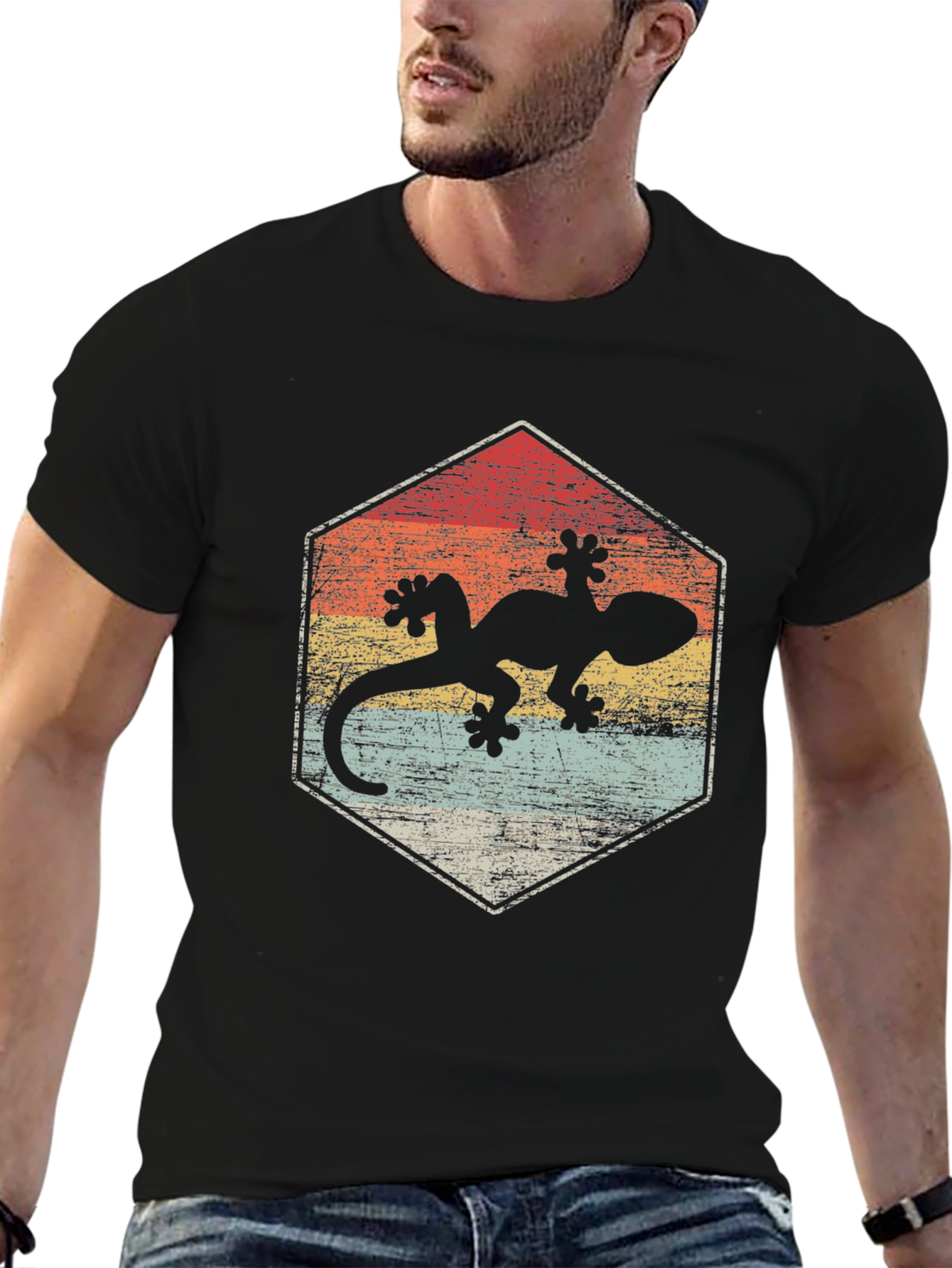 Retro Gecko Graphic Tee - Unique Animal Lover T-Shirt