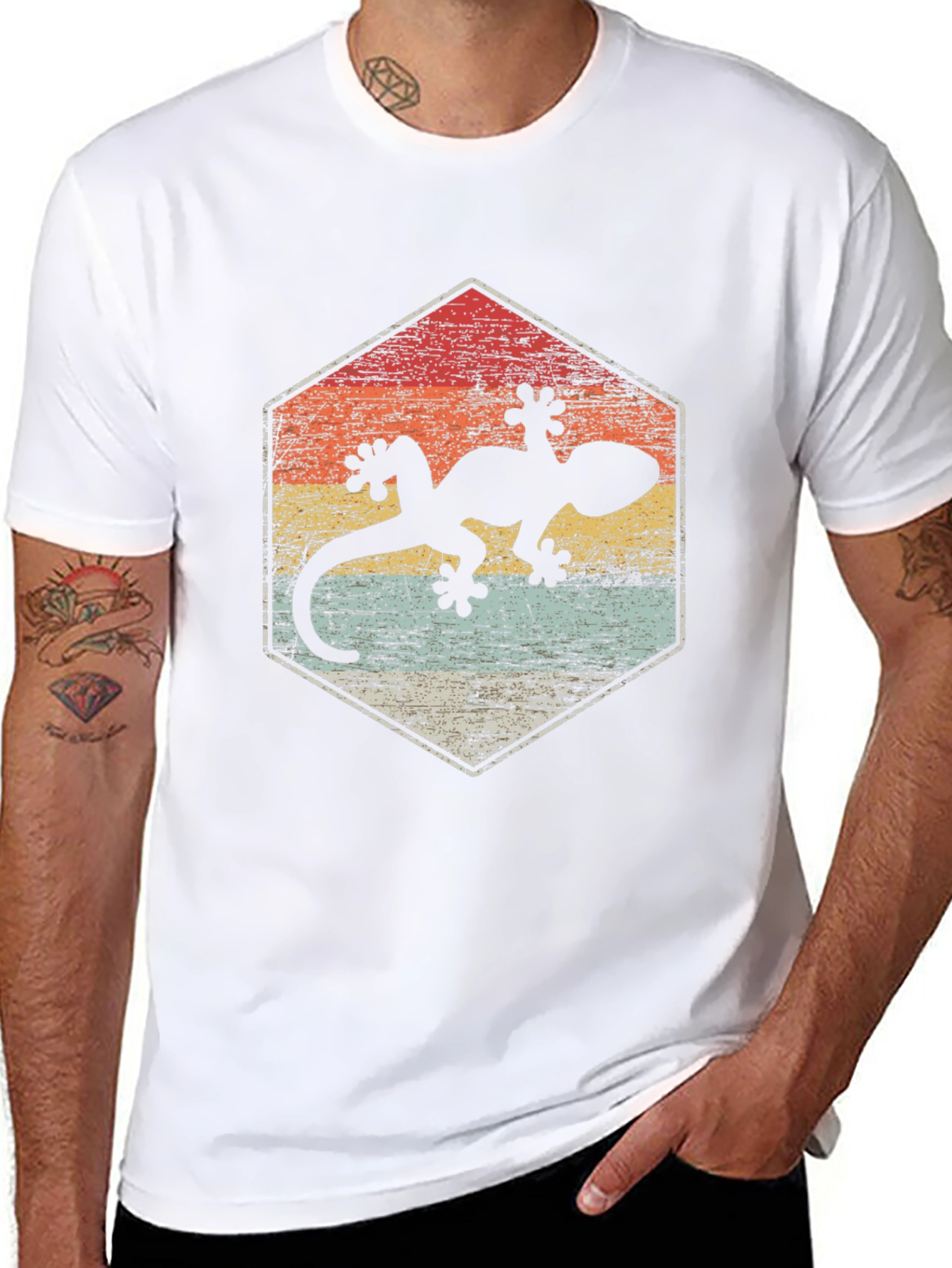 Retro Gecko Graphic Tee - Unique Animal Lover T-Shirt