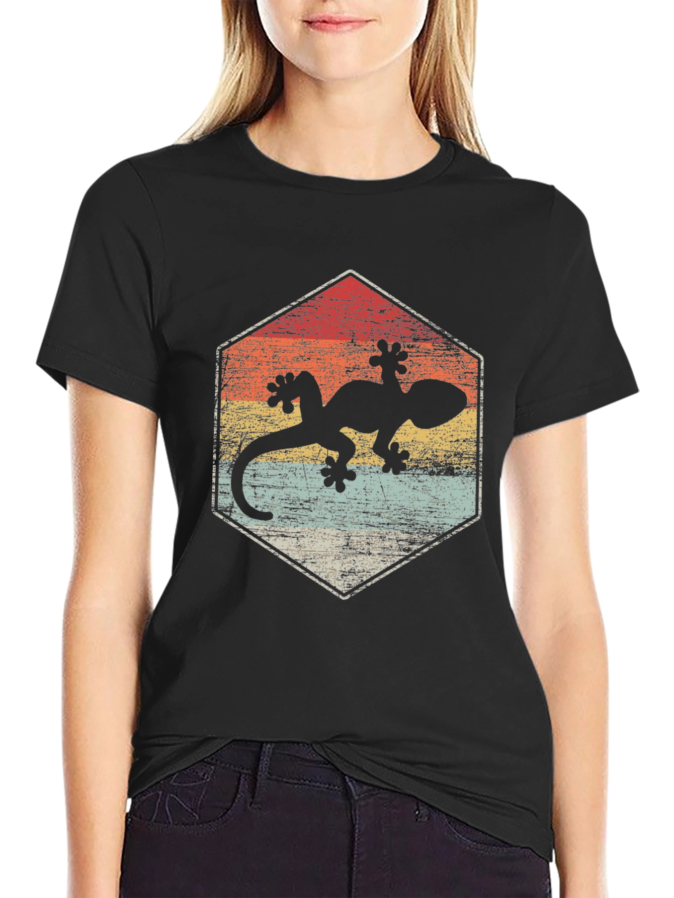 Retro Gecko Graphic Tee - Unique Animal Lover T-Shirt