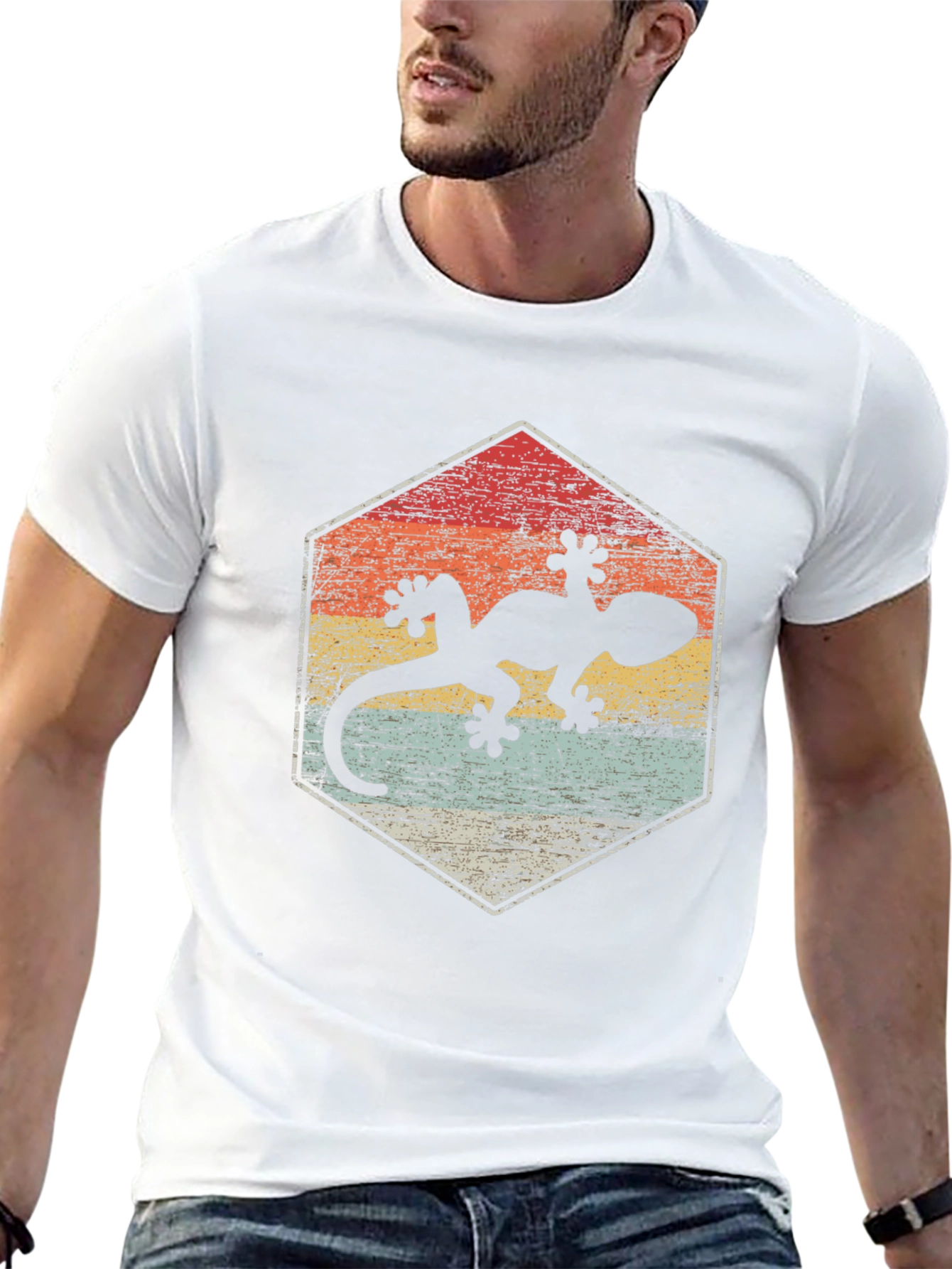 Retro Gecko Graphic Tee - Unique Animal Lover T-Shirt
