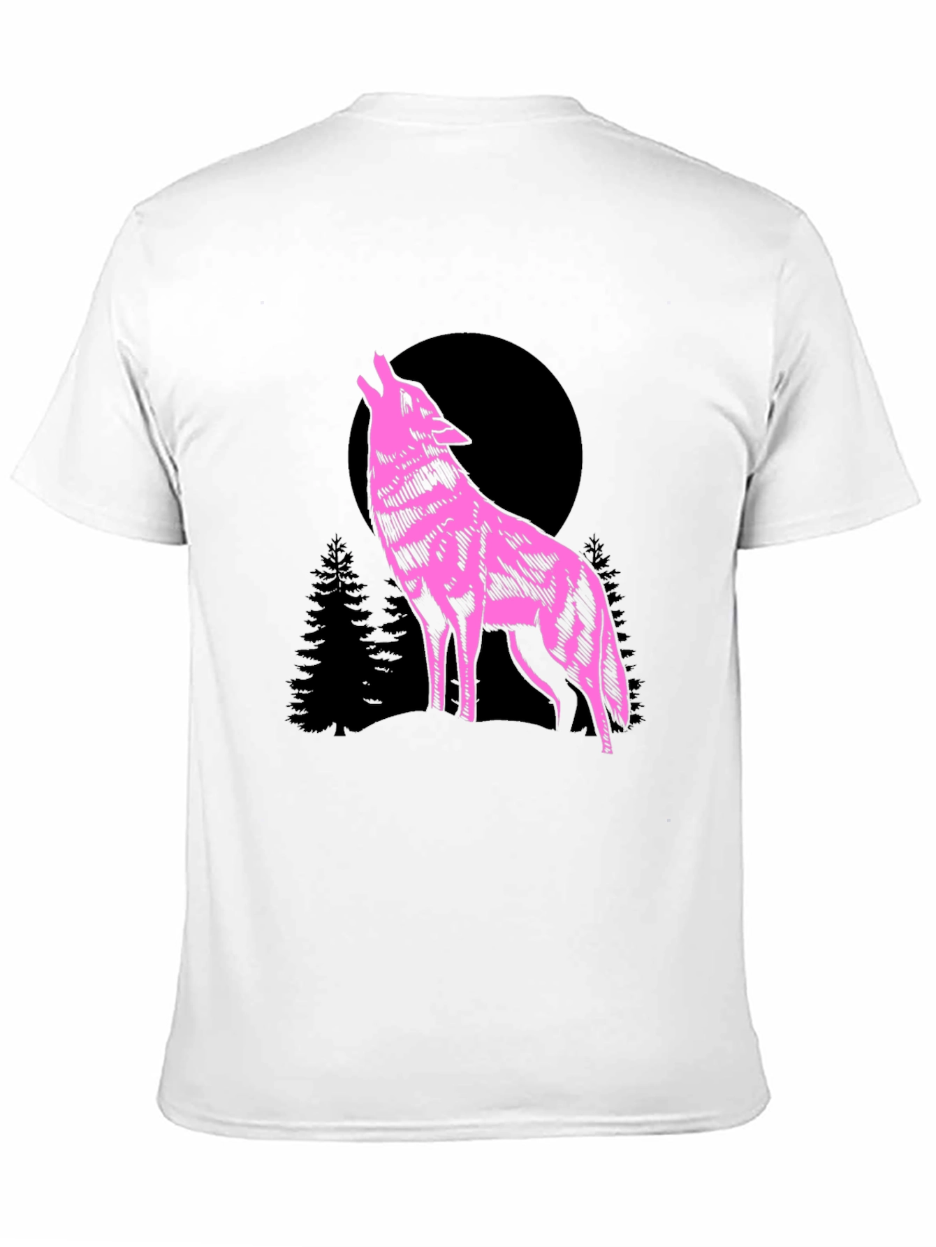 Wolf Moon Graphic T-Shirt - Pink on Black